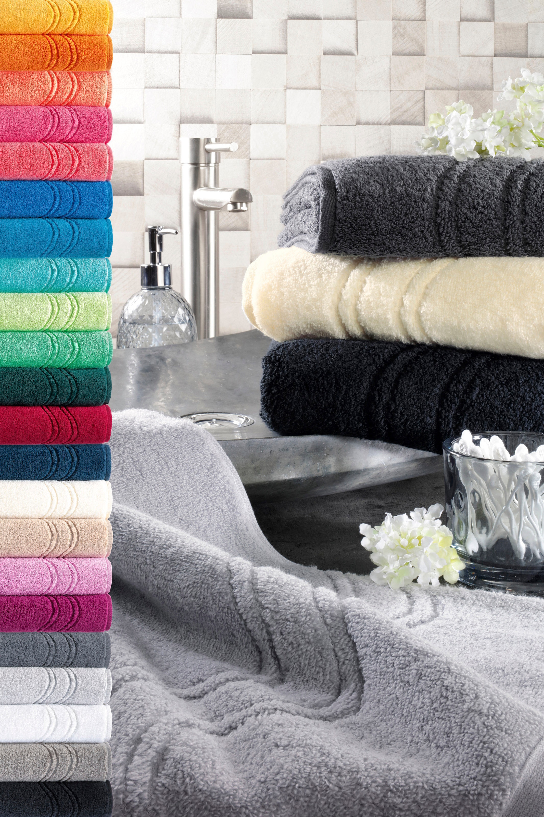 ROSS Gästehandtuch »Cashmere feeling« 100% Baumwolle, mit Wellen-Bordüre, grosse Farbauswahl