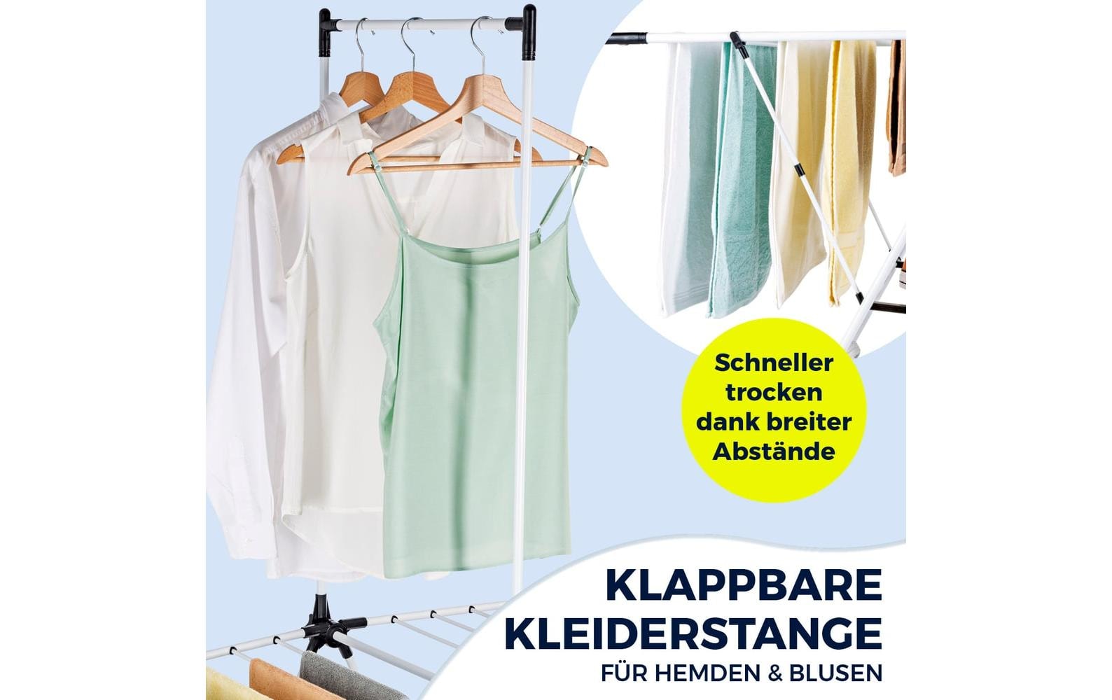 EASYmaxx Séchoir à linge »mit Kleiderstange 2 m« Wäscheständer 38 x 61 x 200 cm schwarz/weiss, klappbar