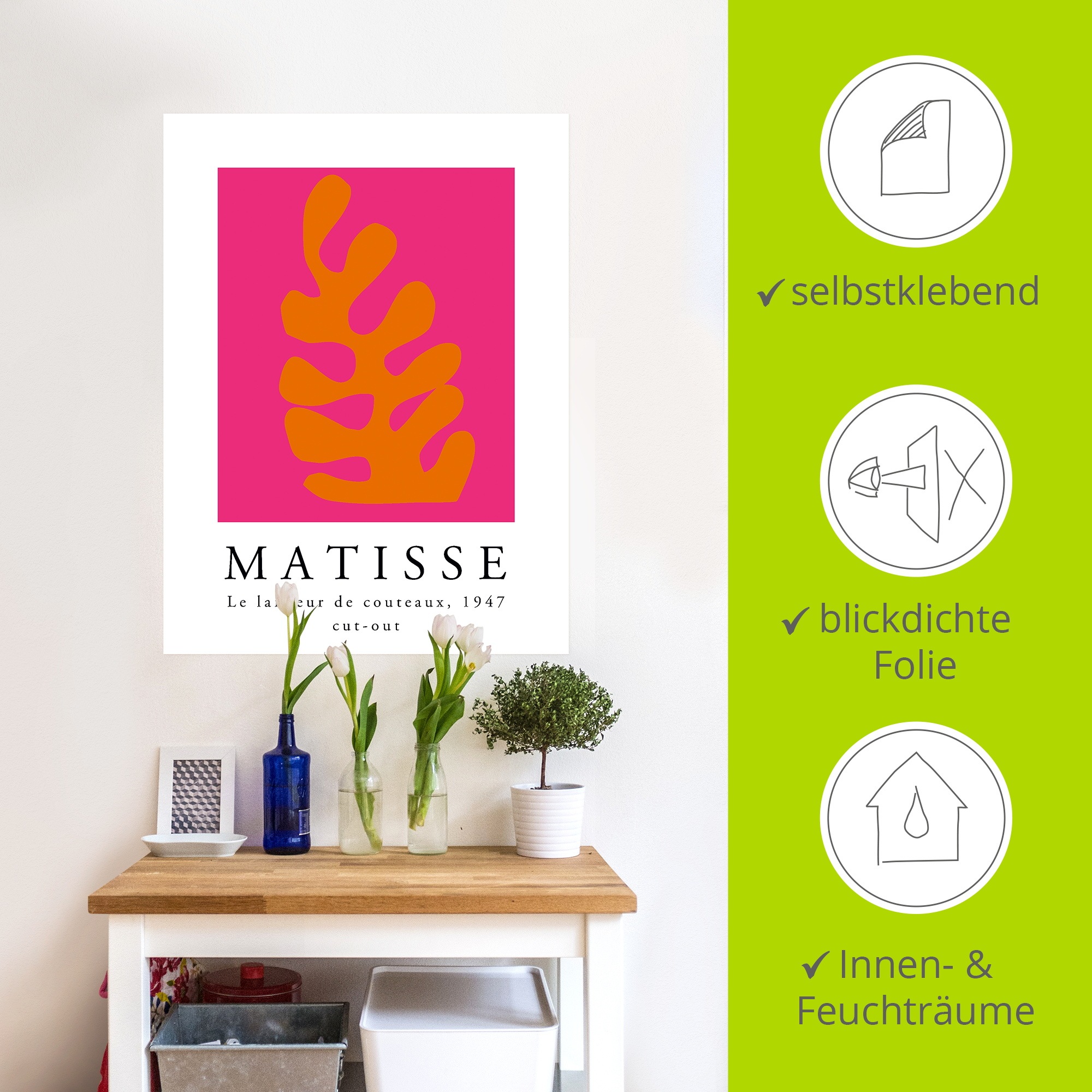 Artland Wandbild »Matisse der Messerwerfer - orange« Muster 1 Stk. tlg. als Alubild, Leinwandbild, Poster, Wandaufkleber in verschied. Grössen