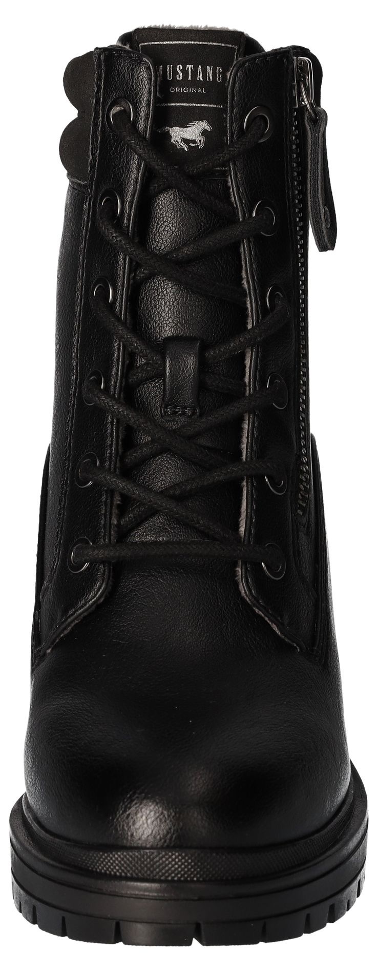 Mustang Shoes Stiefelette, Schnürboots, Blockabsatz, Trachtenstiefelette mit Reissverschluss