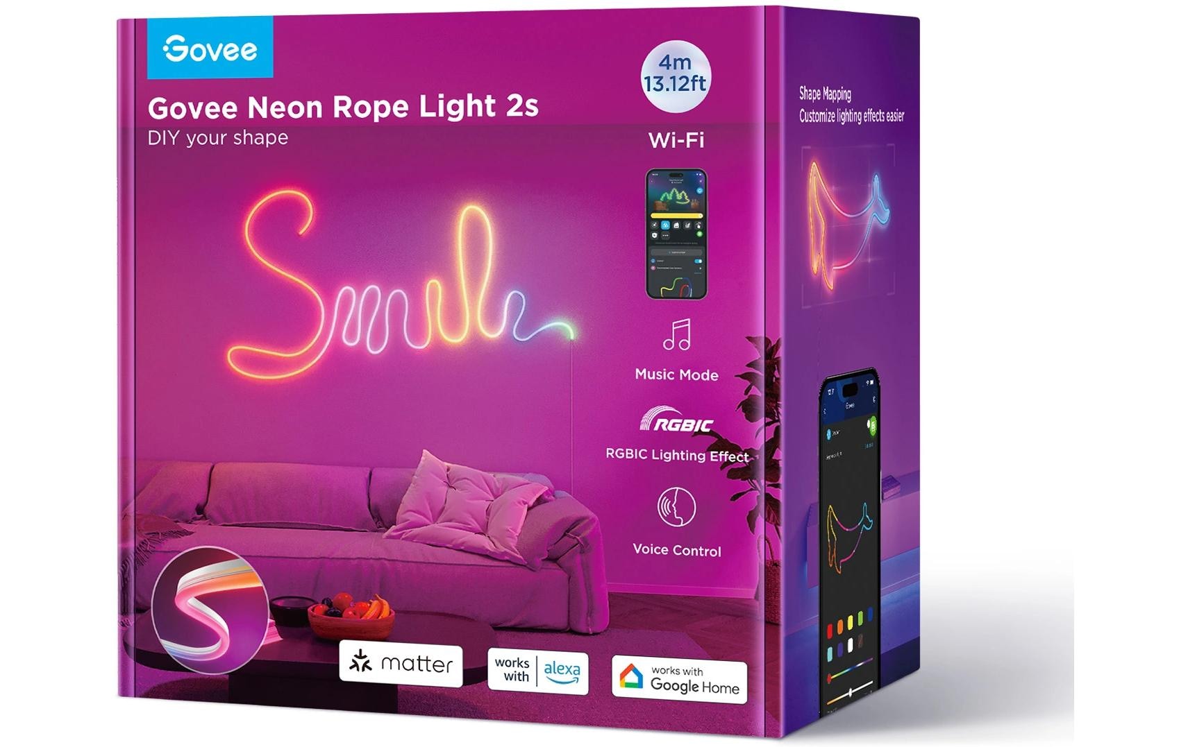 Govee LED-Streifen »Neon, 4 m, RGBIC«, 420 St.-flammig, Für Aussenanwendung geeignet