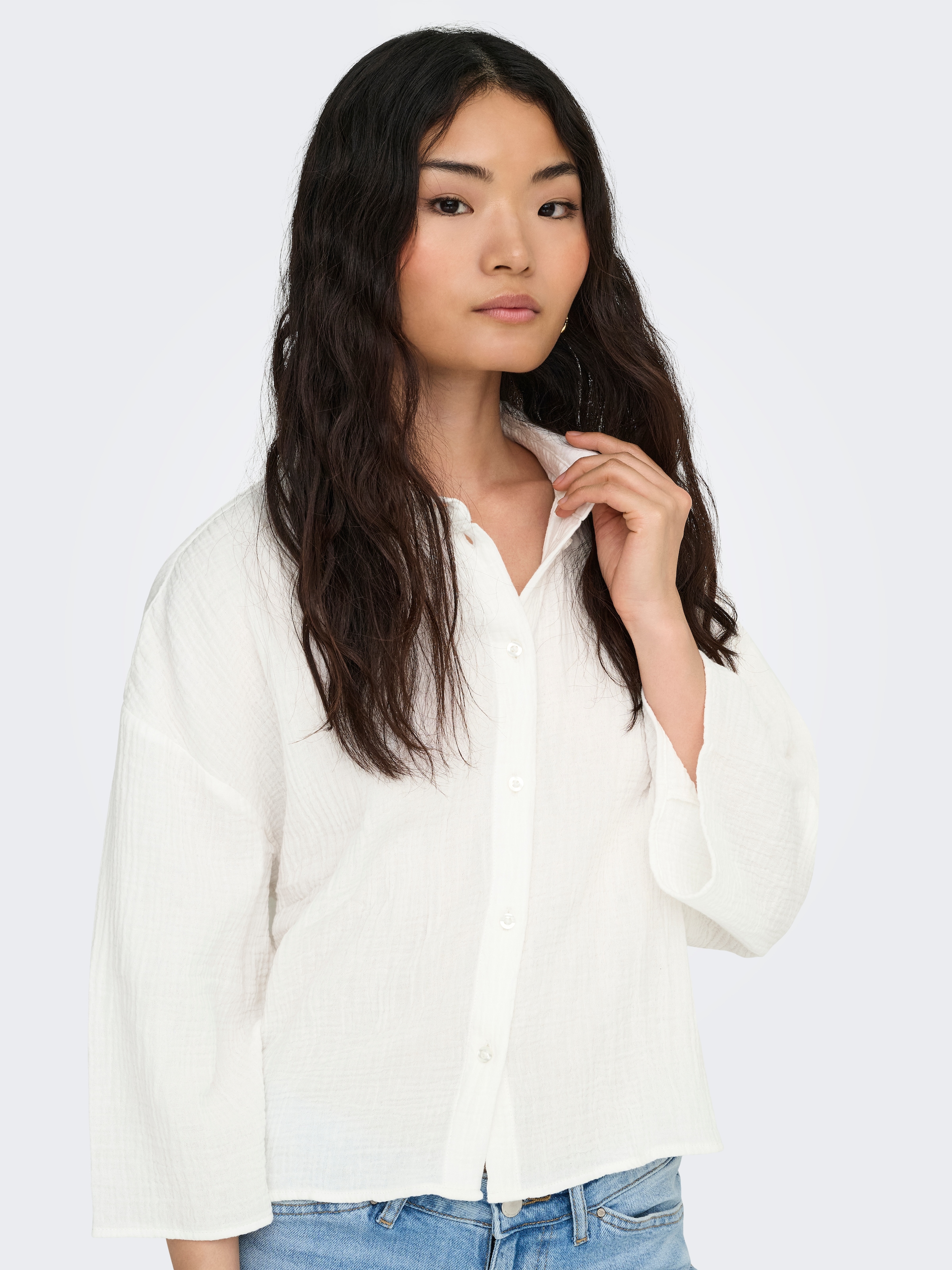 JDY Blouse chemise »JDYTHEIS LIFE 3/4 CROP SHIRT WVN NOOS« Baumwolle, regular fit