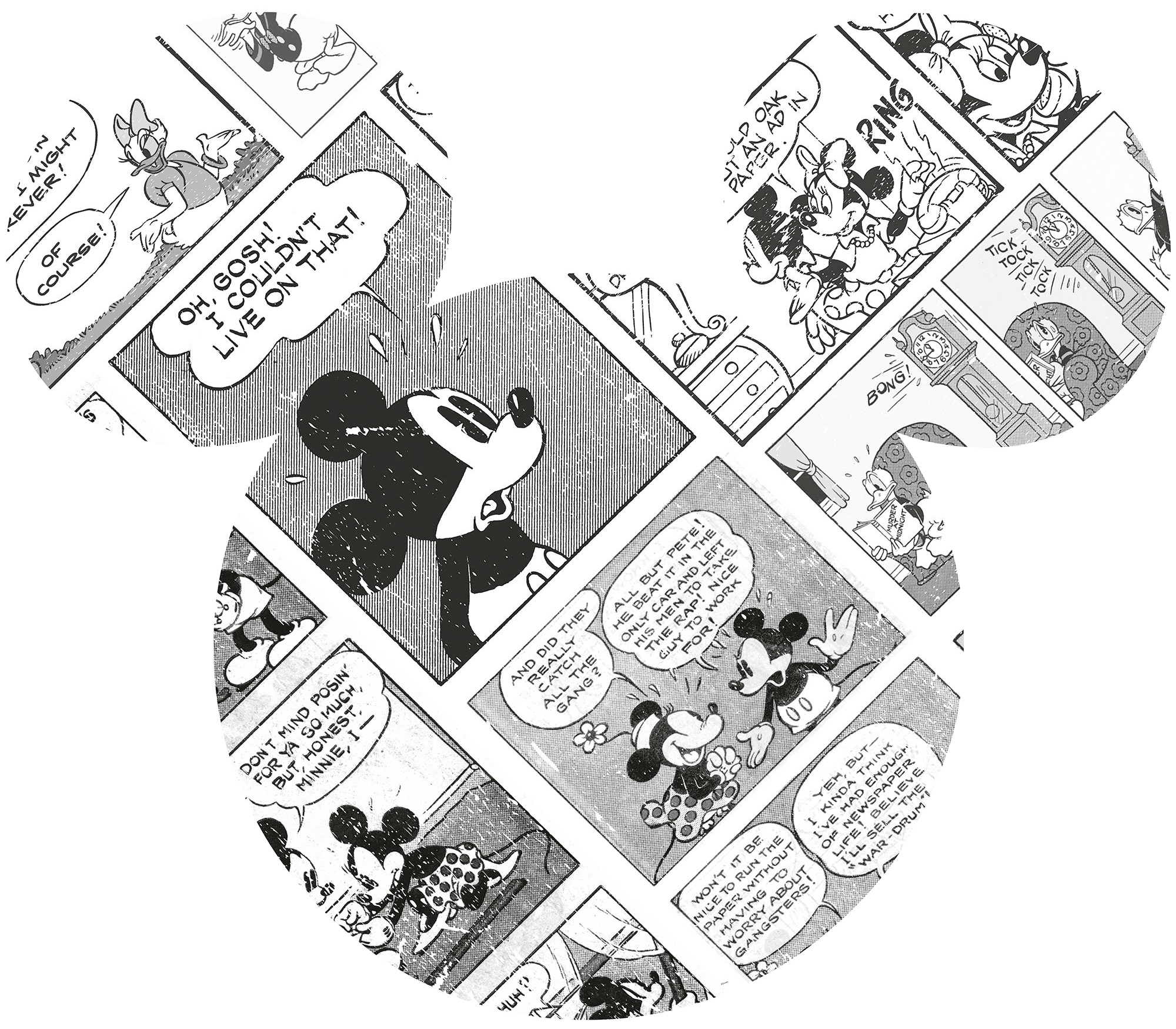 Höhe), Comic selbstklebend bedruckt-Comic-Retro, 125x125 Découvrir sur Head (Breite Vliestapete Cartoon«, x Komar rund und »Mickey cm
