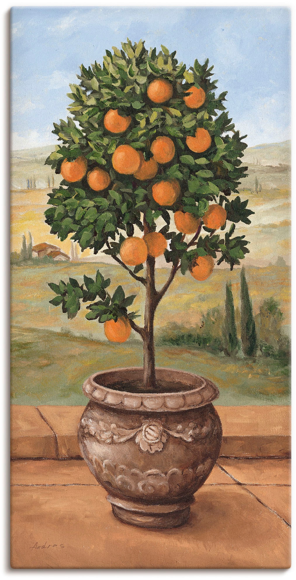 Image of Artland Leinwandbild "Orangenbaum" Bäume 1 Stk. tlg. auf Holzrahmen gespannt