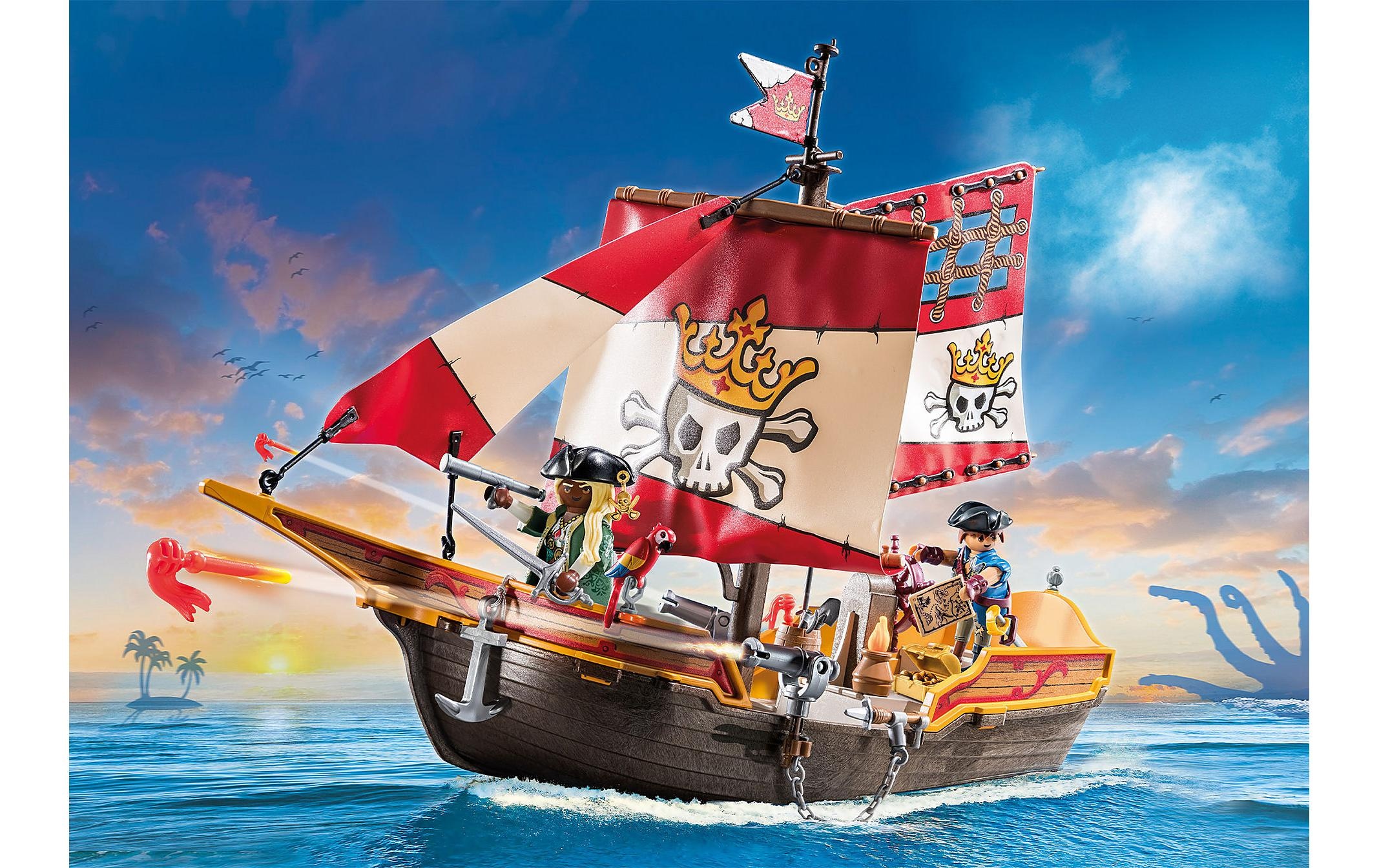 Playmobil® Spielbausteine »Pirates Kleines Piratenschiff 71418«, (101 St.)