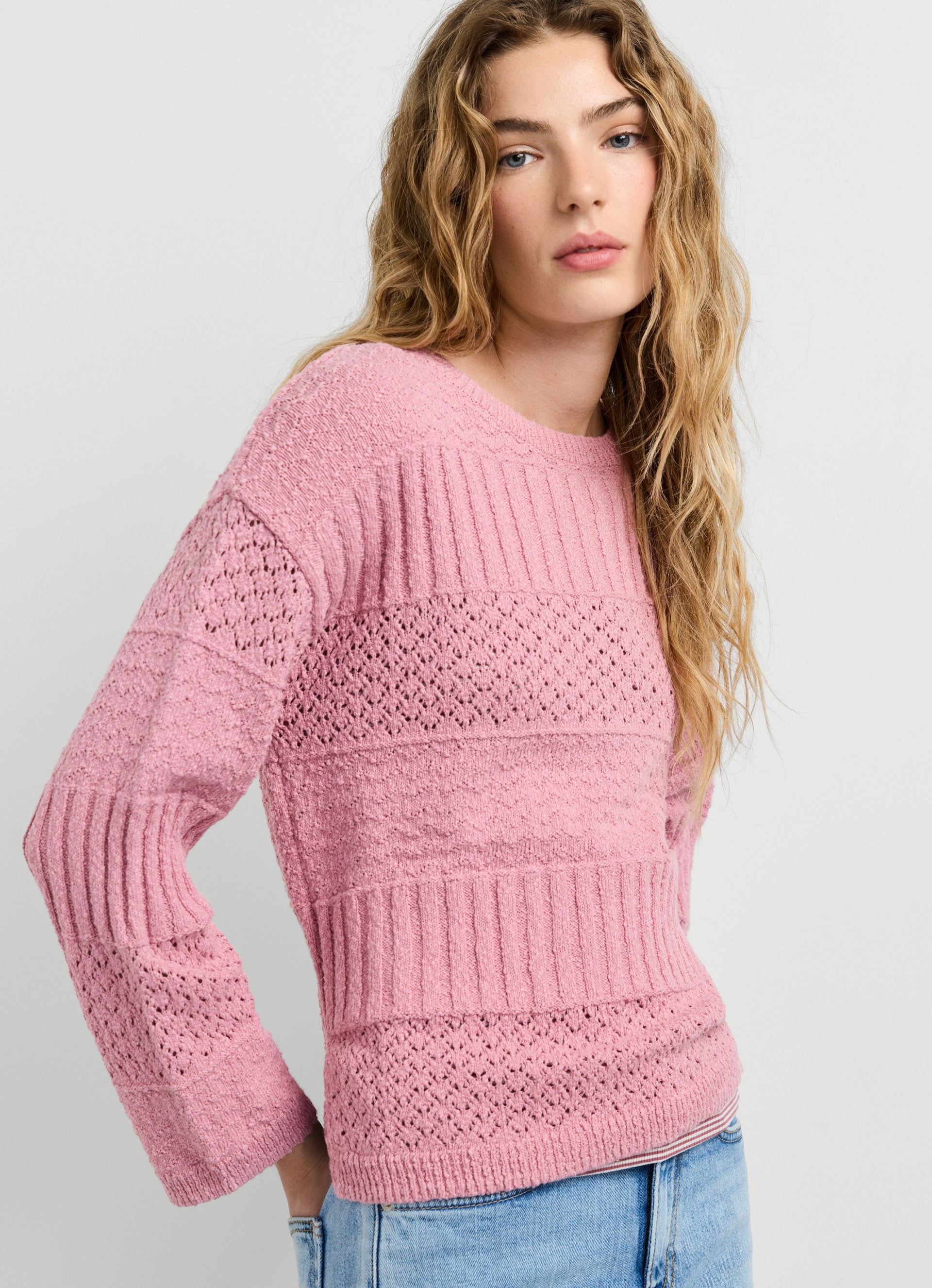 Pepe Jeans Pull en tricot »ALAYA« mélange de textures, coton pur