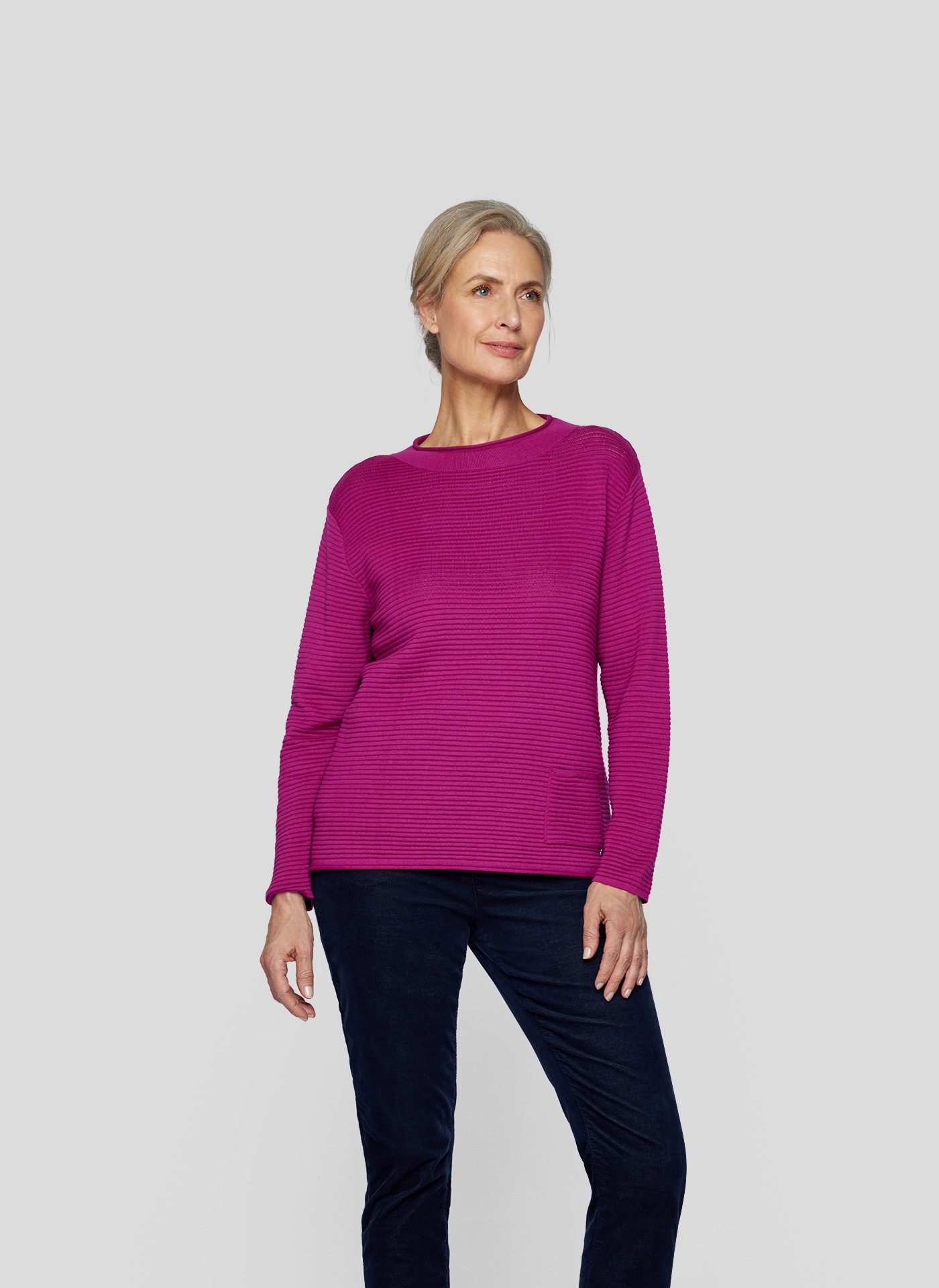 Image of Rabe Strickpullover mit Rippstruktur und aufgesetzter, seitlichen Tasche