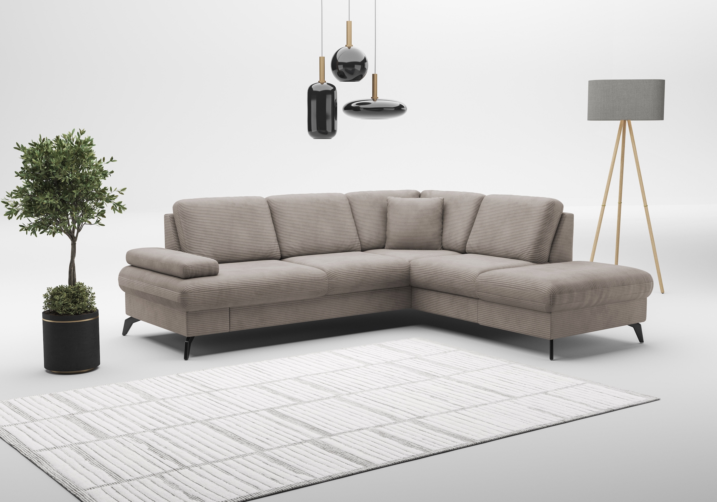 sit&more Ecksofa »Morris Jubi L-Form«, inkl. Armteilfunktion und 1 Zierkissen, wahlweise mit Bettfunktion