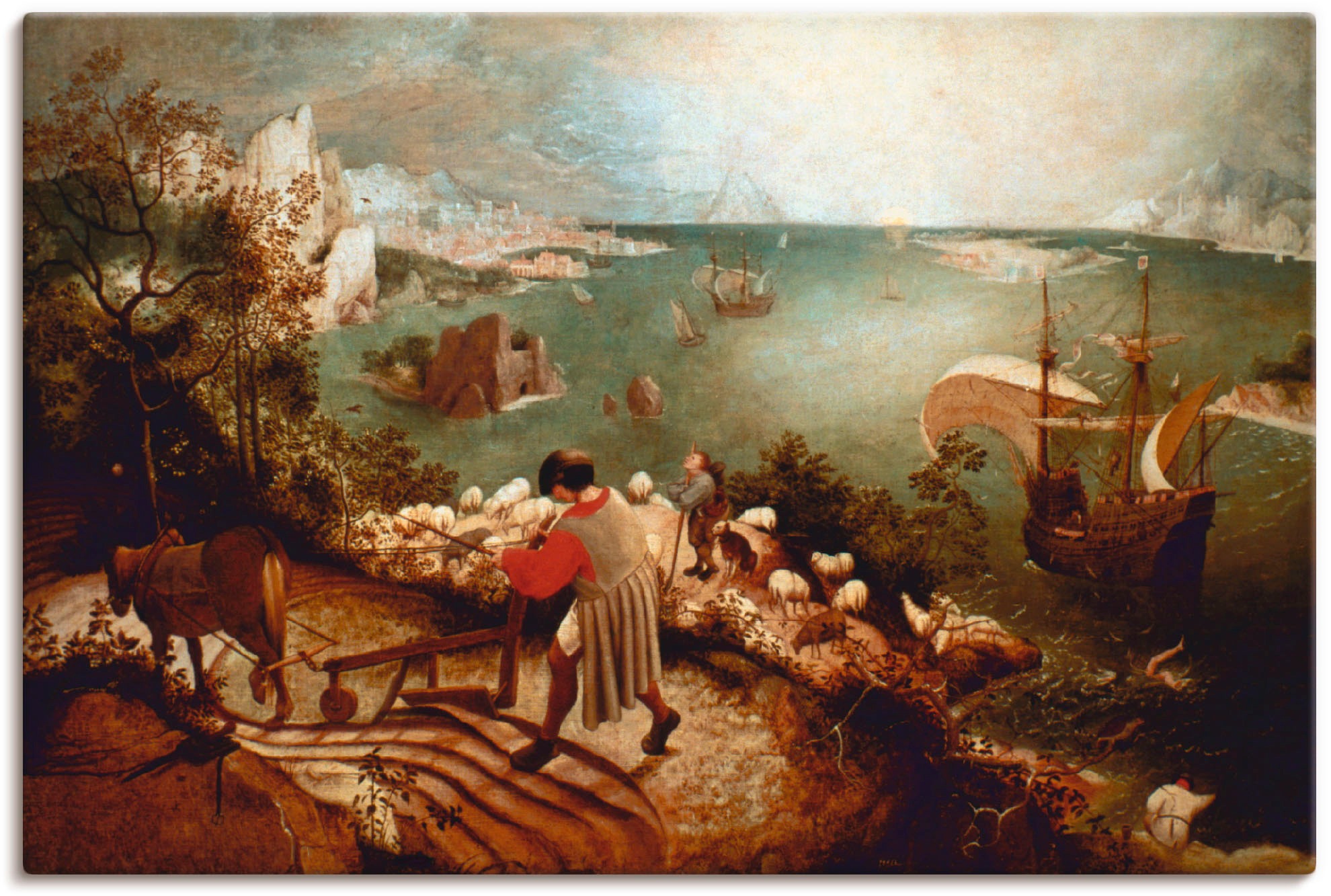 Image of Artland Wandbild »Landschaft mit dem Sturz des Ikarus«, klassische Fantasie, (1 St.), in vielen Grössen & Produktarten - Alubild / Outdoorbild für den Aussenbereich, Leinwandbild, Poster, Wandaufkleber / Wandtattoo auch für Badezimmer geeignet bei Ackerma