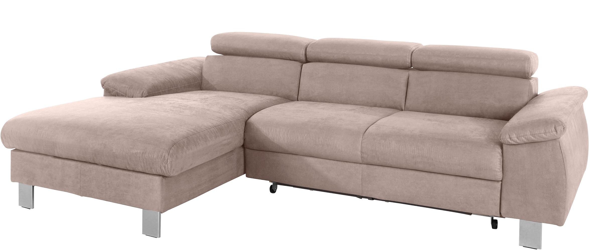 COTTA Canapé d'angle »Komaris L-Form, B: 244 cm« mit Kopfteilverstellung, optional Bettfunktion, Bettkasten & Licht