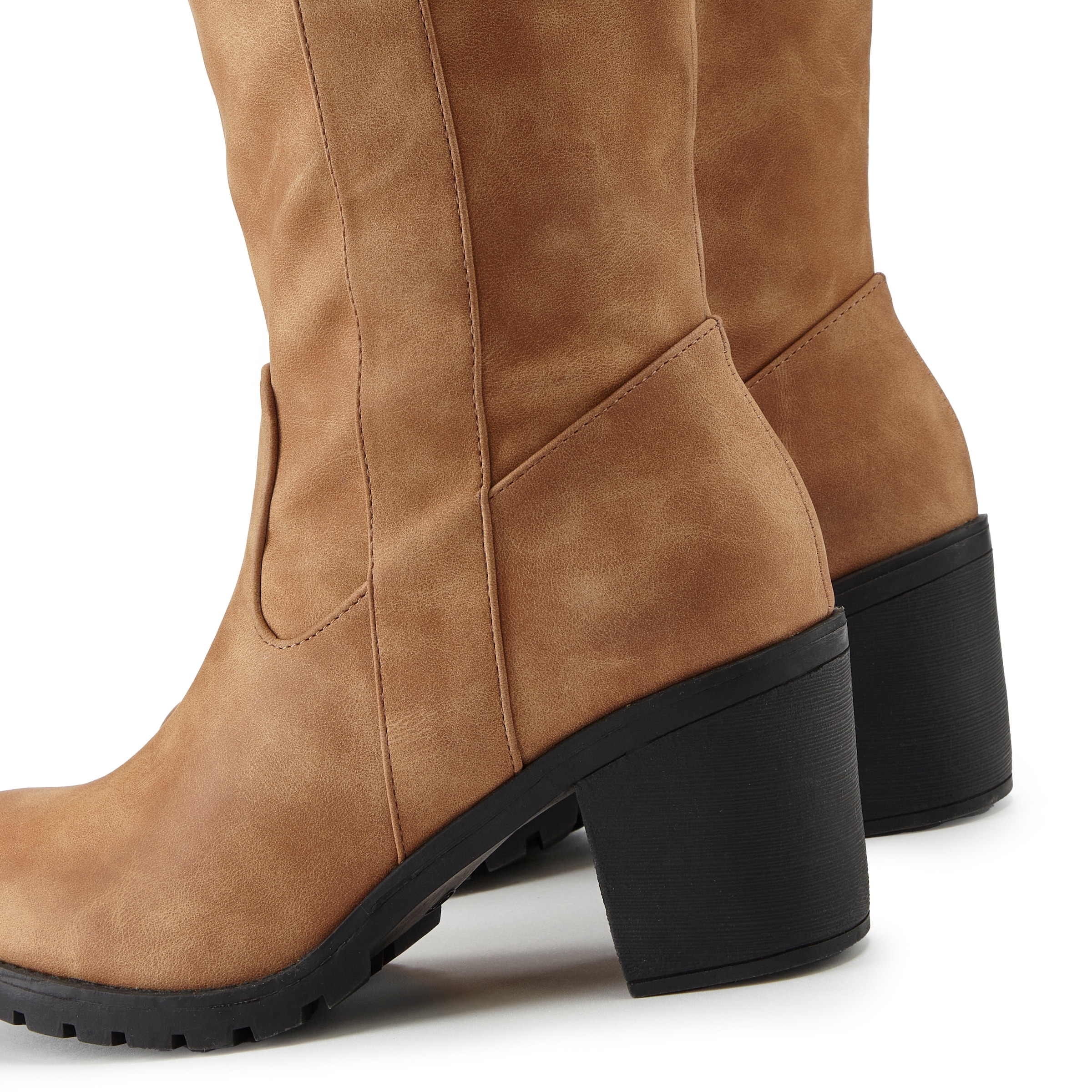 LASCANA Weitschaftstiefel, Stiefel, Stiefelette, langer Stiefel, Blockabsatz, Cowboy Stil VEGAN