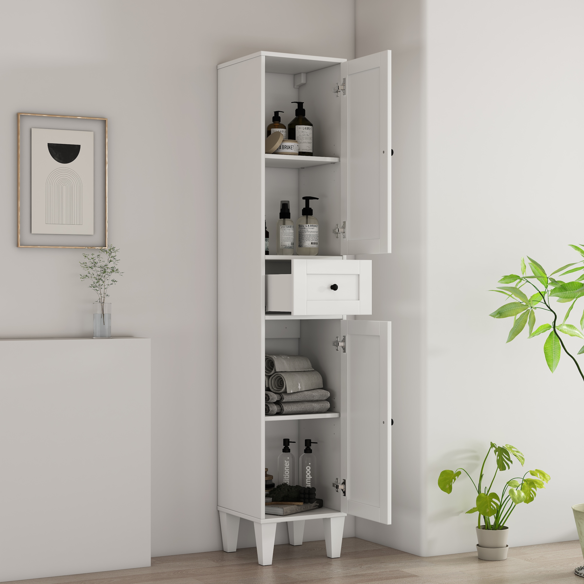welltime Armoire haute »AMSTERDAM« Badschrank Breite 35cm, 2 Türen und 1 Auszug