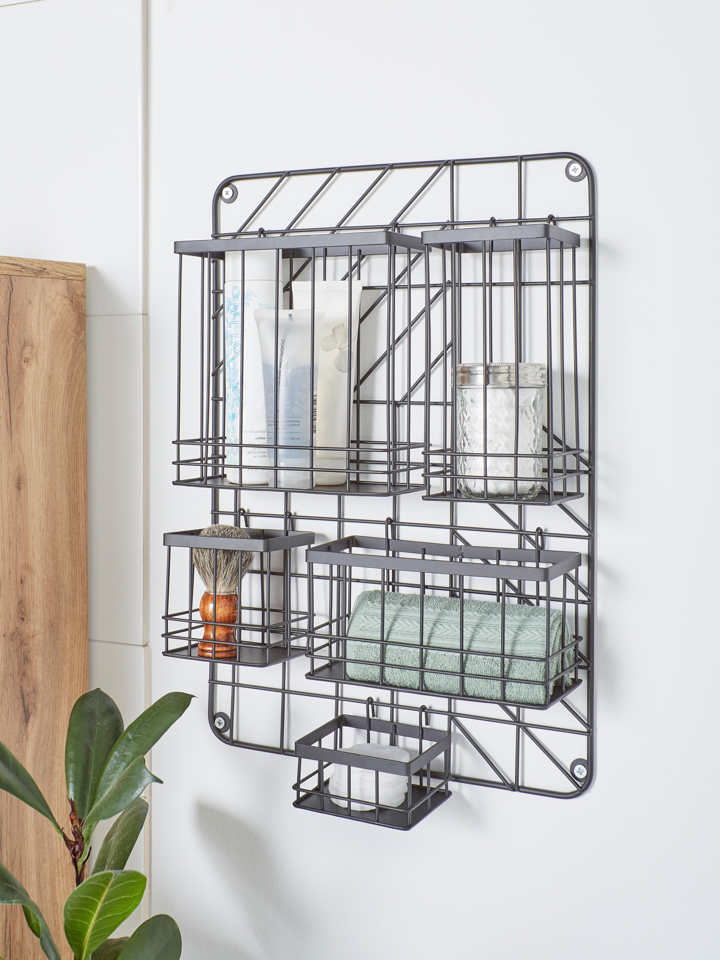 Image of welltime Wandregal »Loft«, Hängeregal schwarz, Regal aus Metall, B x H: 35 x 50 cm, Organizer für Bad, Küche oder Büro, Metallregal im Industrial Style bei Ackermann Versand Schweiz