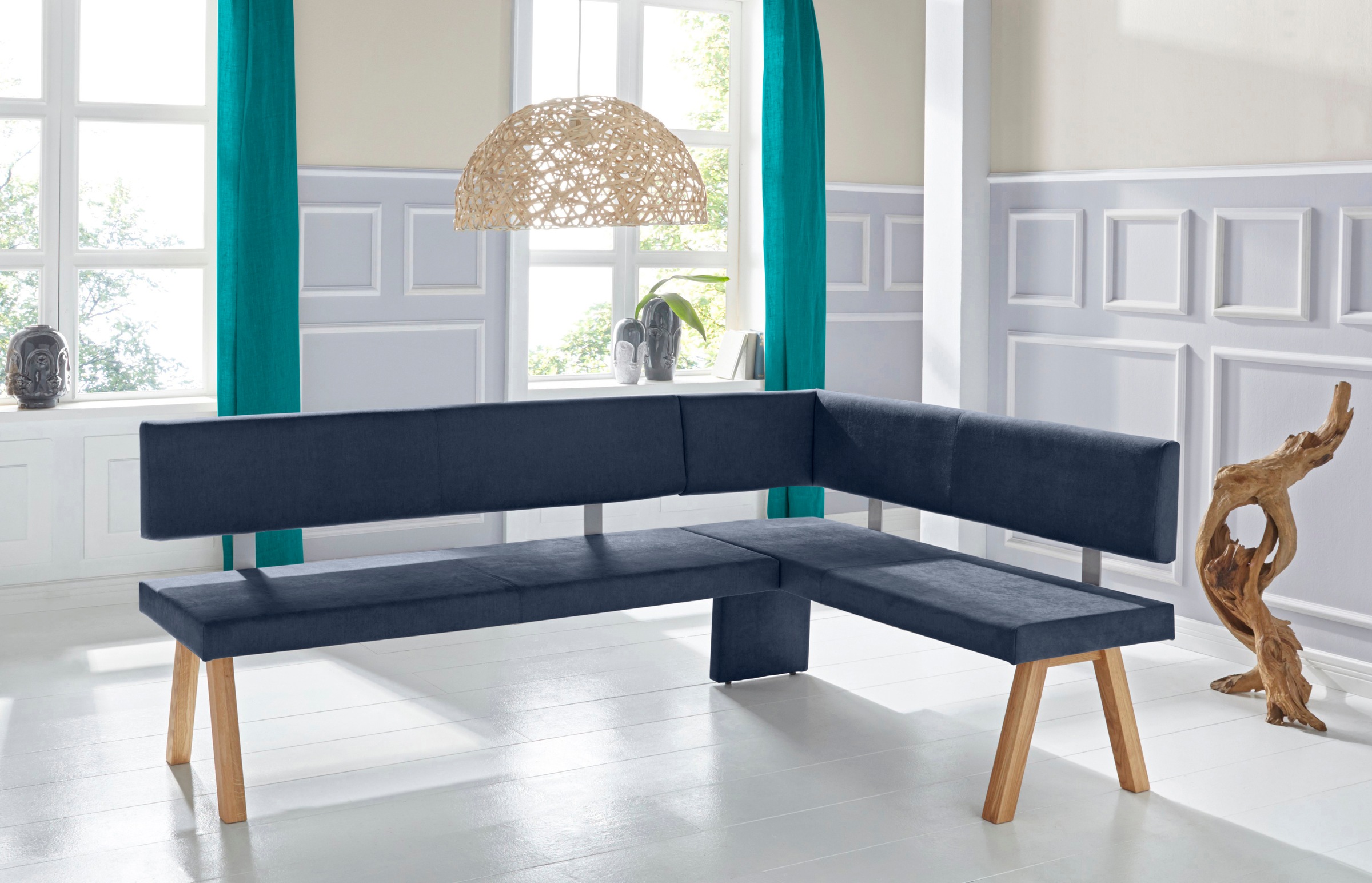 Home affaire Eckbank »Rio« Massivholz in Eiche geölt, Esszimmerbank bequem gepolstert