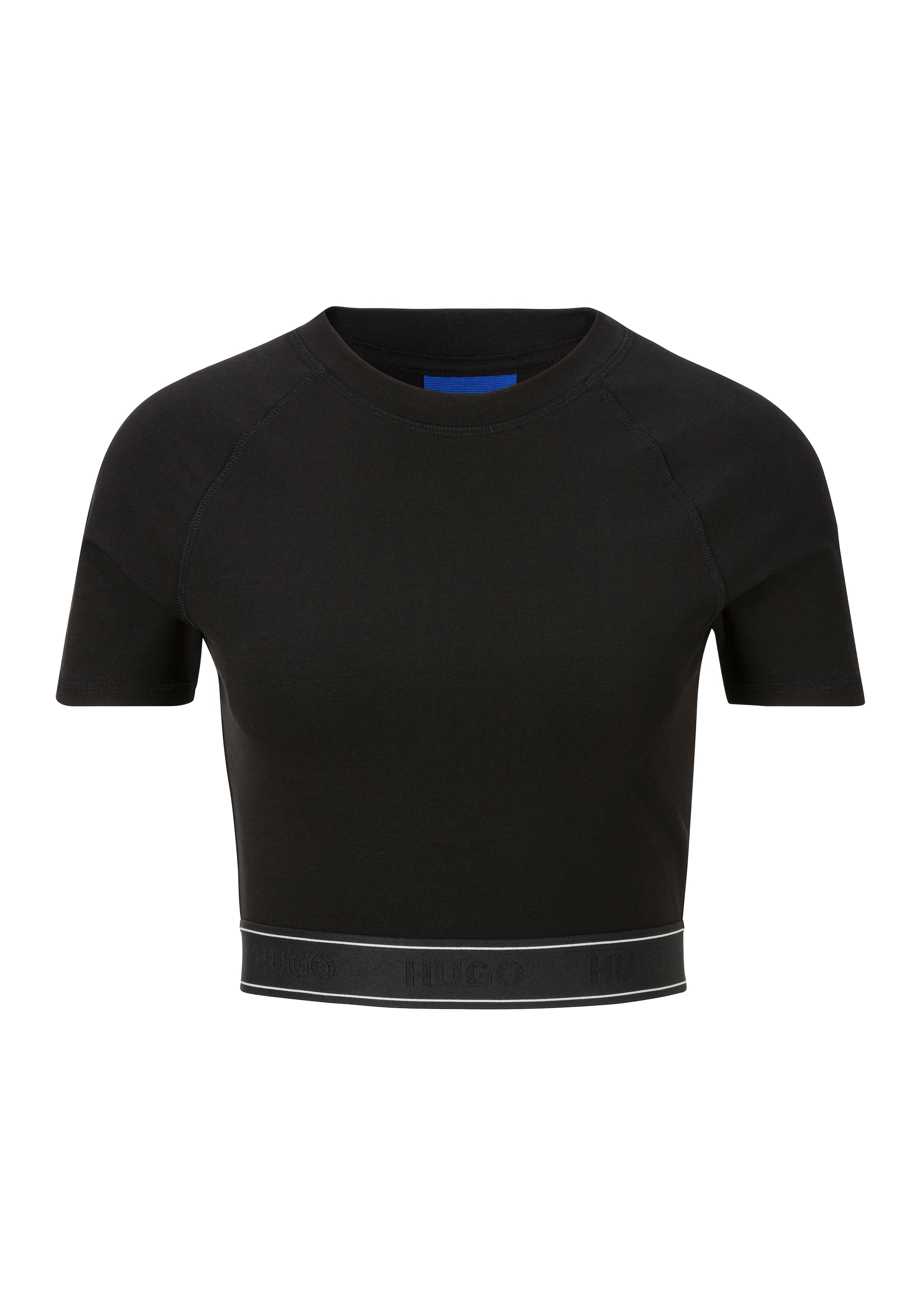 Image of HUGO T-Shirt "Dolly" mit Logo-Elastiktape, cropped