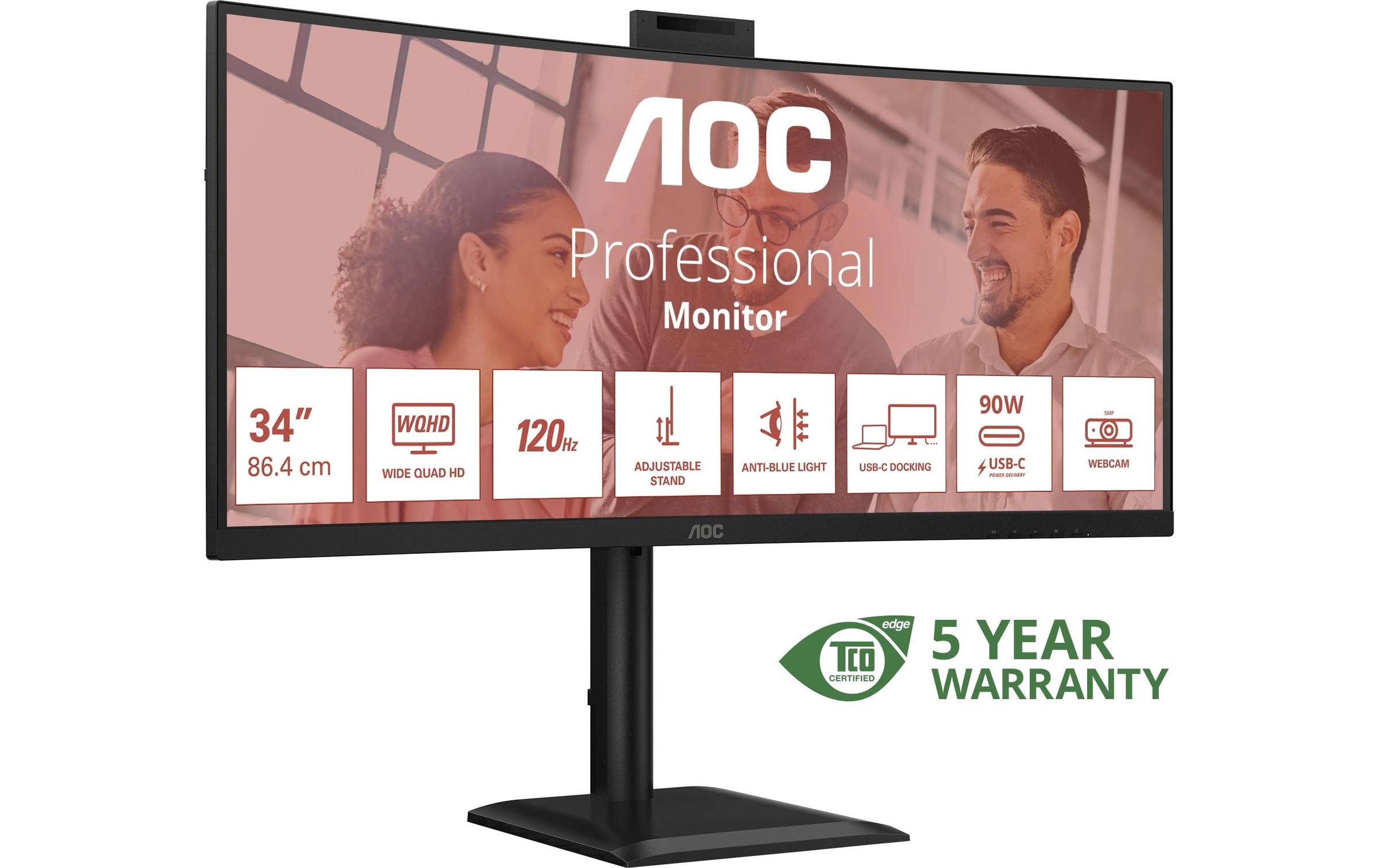 AOC Curved-LED-Monitor »CU34E4CW« 86,36 cm/34 ″  3440 x 1440 px UWQHD 120 Hz