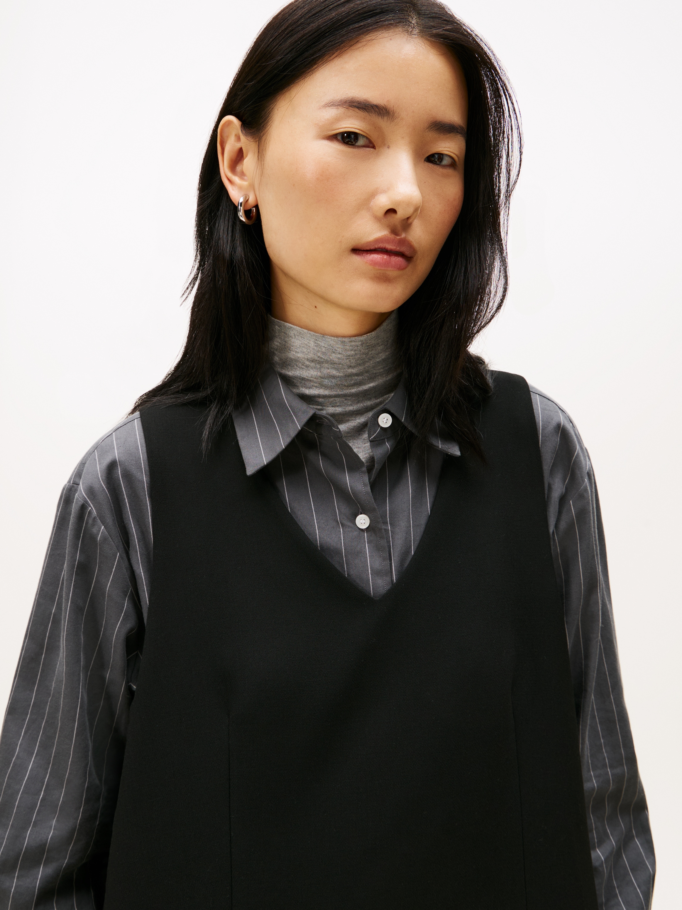 Tommy Hilfiger A-Linien-Kleid »PUNTO V-NK NS MINI SHIFT DRESS« Paspeltaschen