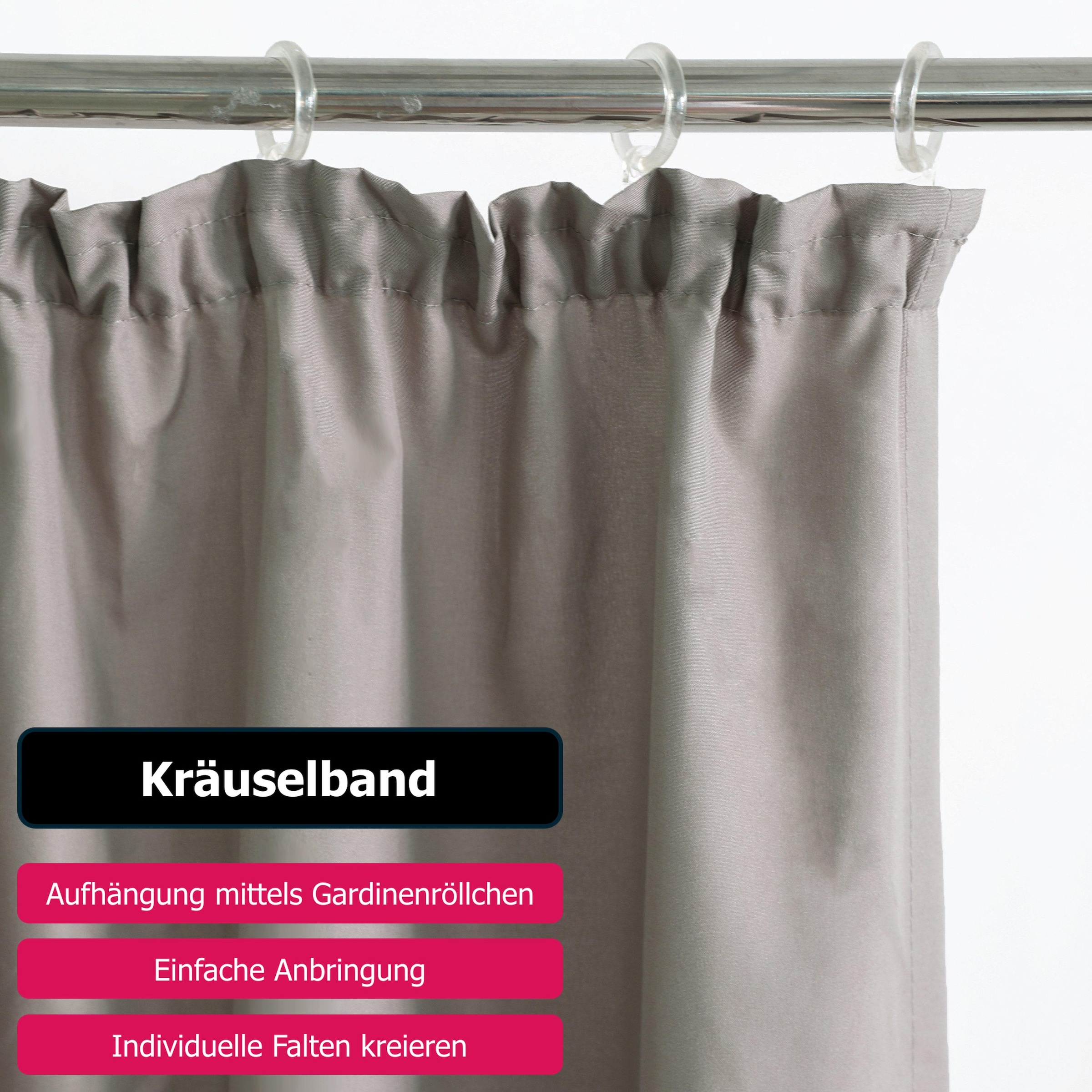 my home Vorhang »Raja, Gardinen mit Kräuselband, Vorhänge Wohnzimmer« Kräuselband 2 Stk. tlg. 2er-Set, Bestseller, einfarbig, modern, pflegeleicht, Mikrofaser