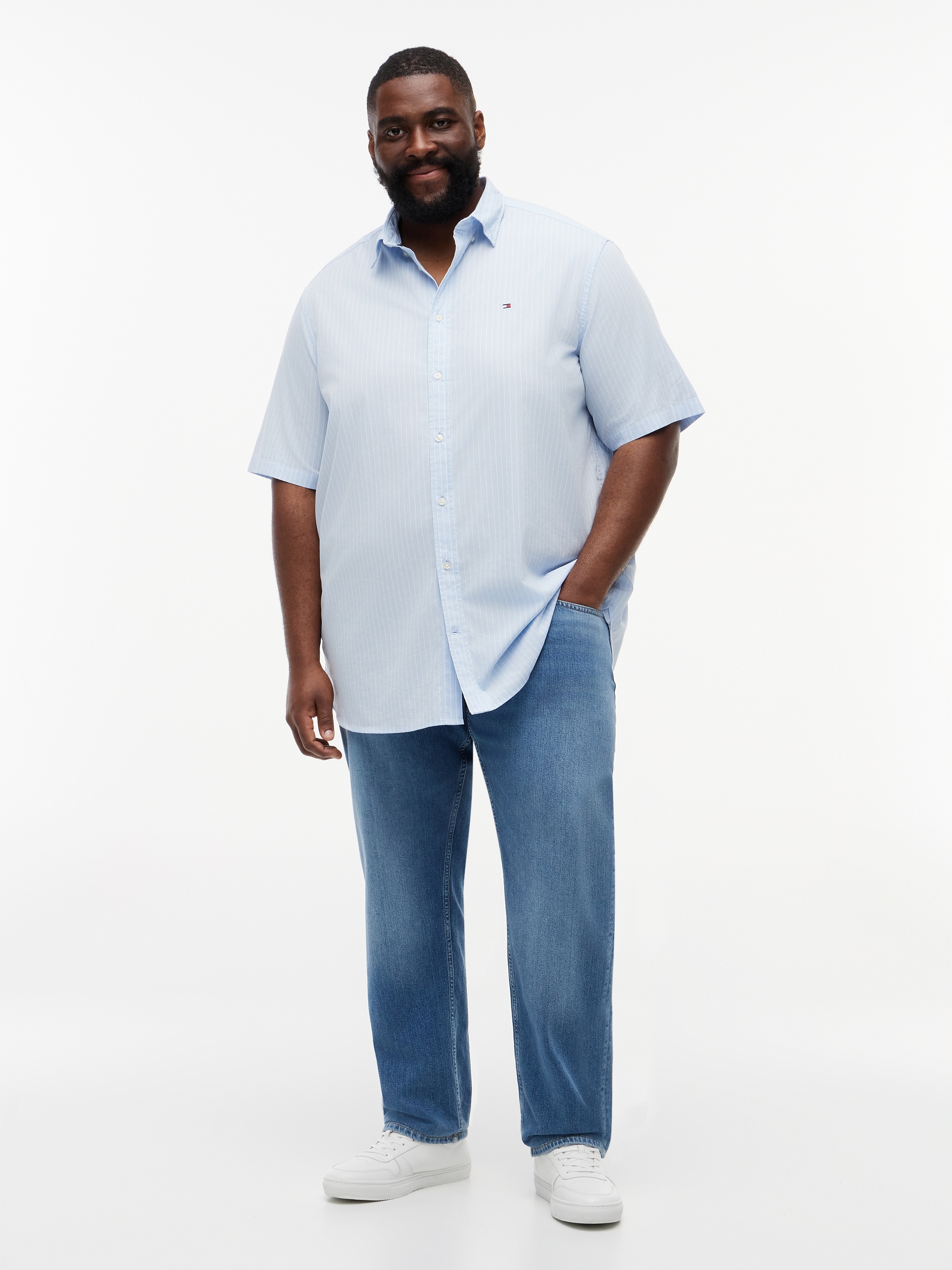 Tommy Hilfiger Big & Tall Chemise à manches courtes »FLEX POPLIN« Grosse Grössen, regular fit, fein gestreift