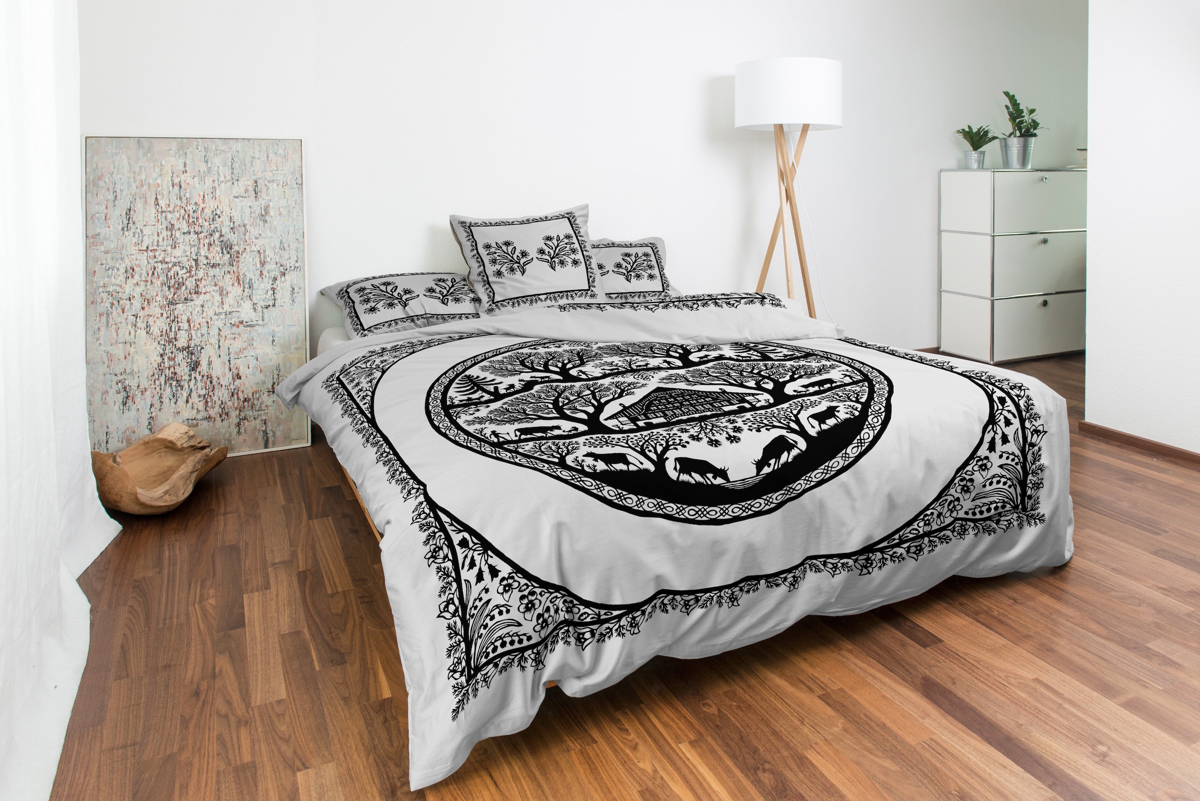 Nobilium Bettbezug »Henriette, 100 % Baumwoll-Satin«, (1 St.), Scherenschnitt-Motiv eines Schweizer Künstlers