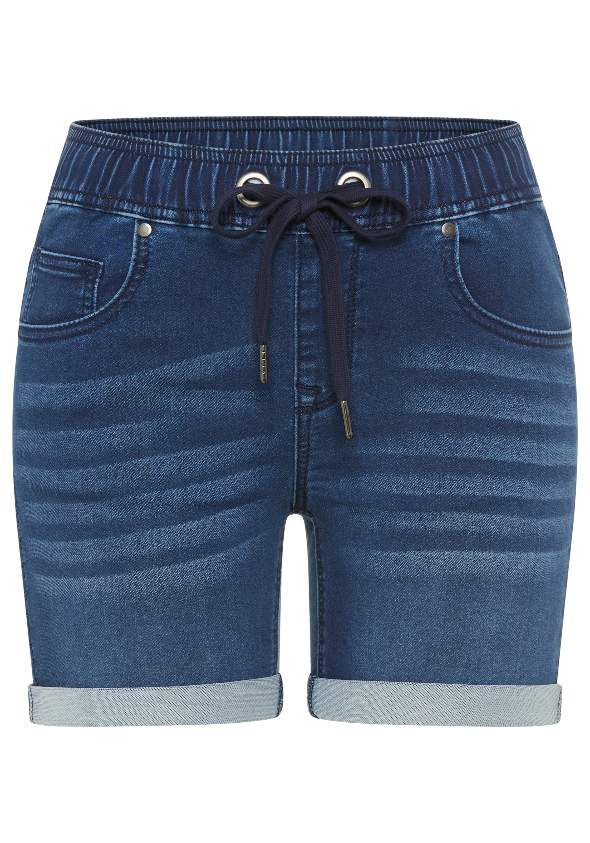 Arizona Short en jean figurnah, normale Leibhöhe, mit Bindebändern am Bund