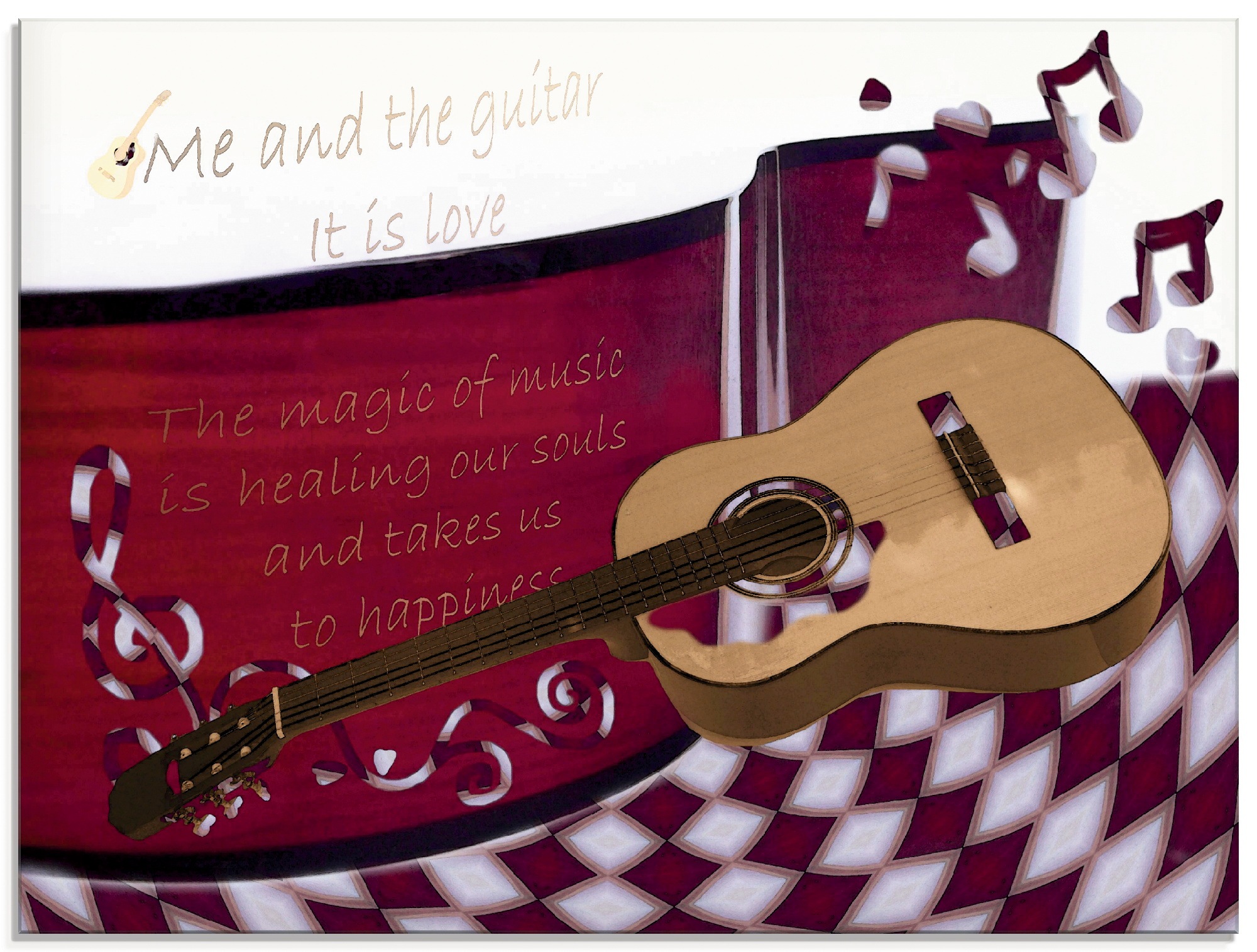 Image of Artland Glasbild »Die Gitarre und Ich«, Instrumente, (1 St.) bei Ackermann Versand Schweiz