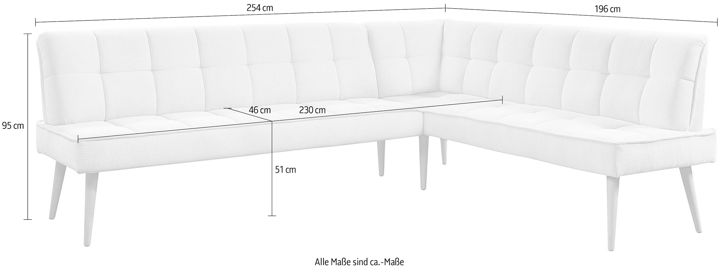 exxpo - sofa fashion Eckbank »Latte« moderne Sitz- und Rückensteppung, bequem und elegant, hoher Holzfuss
