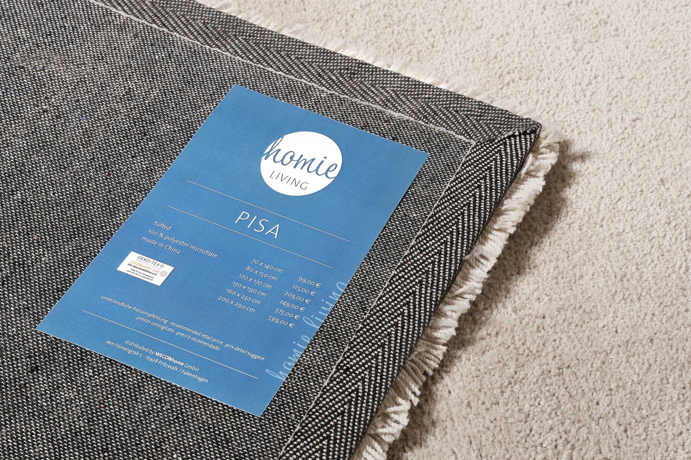 Homie Living Teppich »Pisa« rund 25 mm Höhe Hochflor, Microfaser, uni, weich, Shaggy, Wohnzimmer, Schlafzimmer