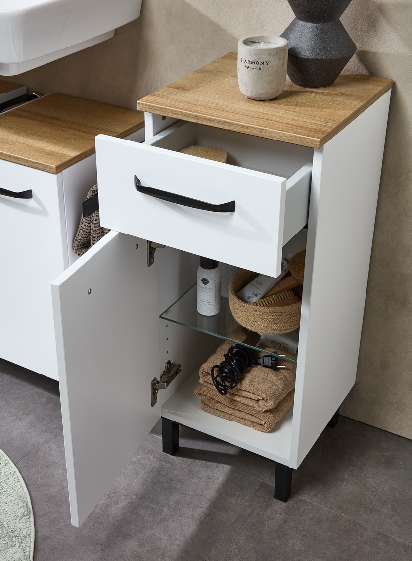 Saphir Armoire basse »Quickset 500, Badschrank 32,4 cm, 1 Tür und 1 Schublade« armoire de salle de bain, 1 étagère