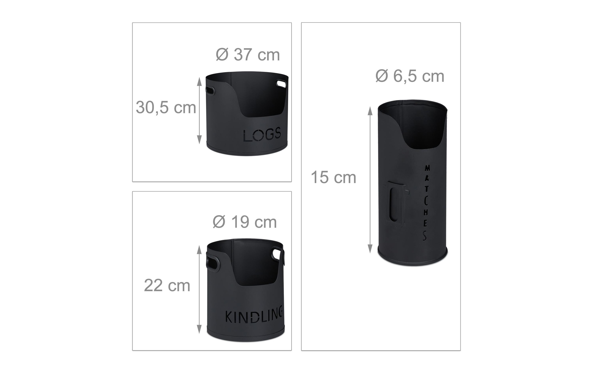 relaxdays Étagère pour bois de cheminée Set, 3 cuis tlg.