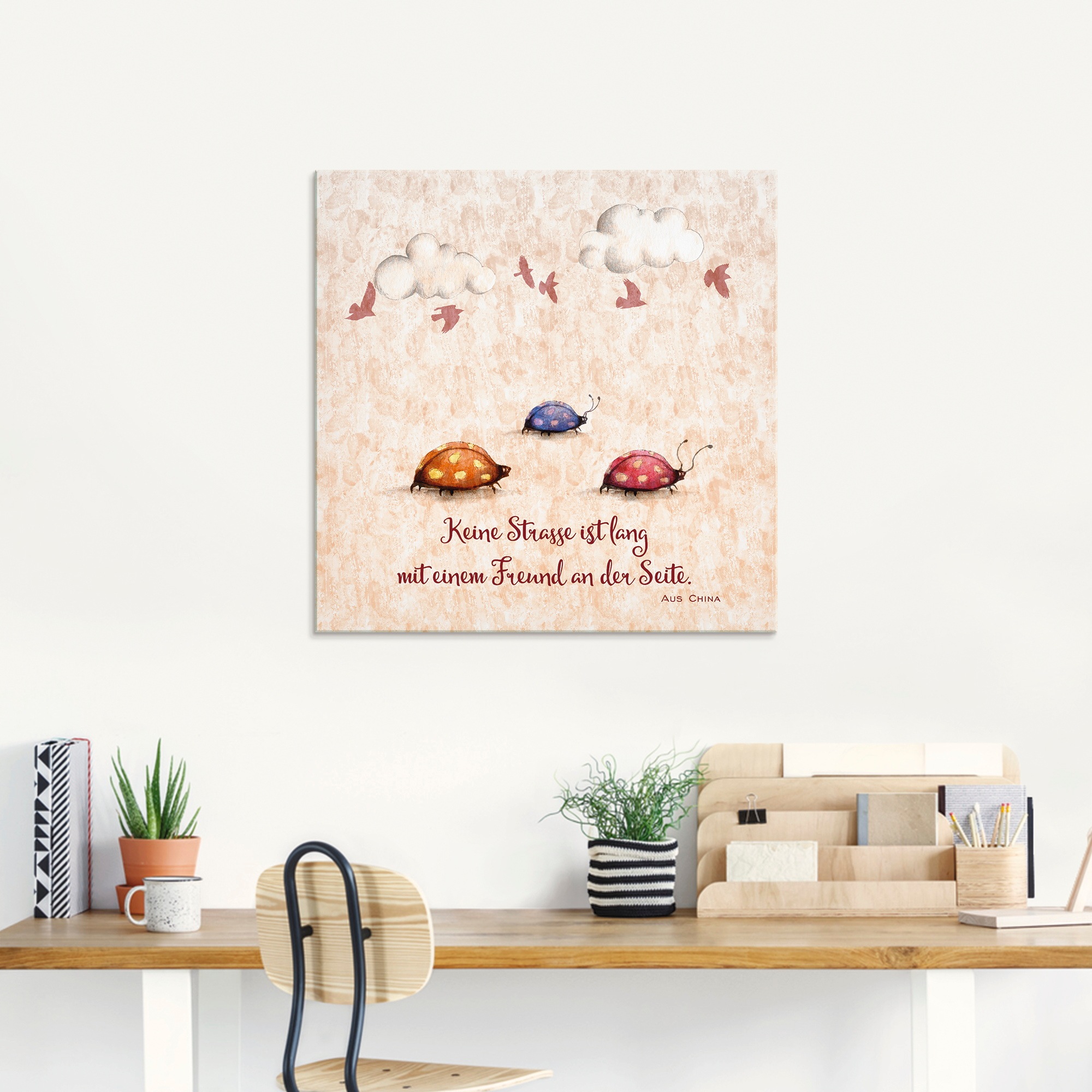 Artland Glasbild »Lebensweisheit Freunde«, Tiere, (1 St.), in verschiedenen Grössen