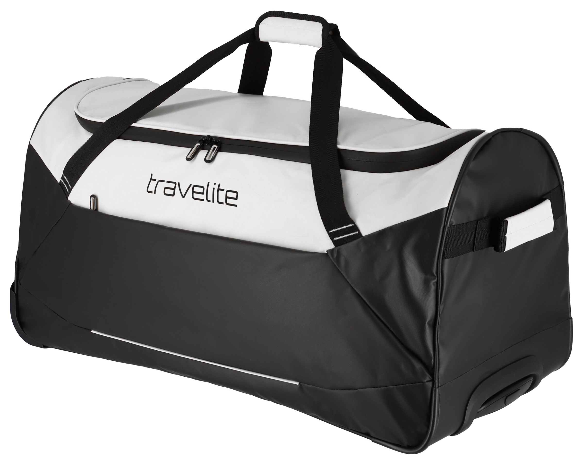 Travelite Basics Plane Rollenreisetasche 71cm Schwarz/Weiß