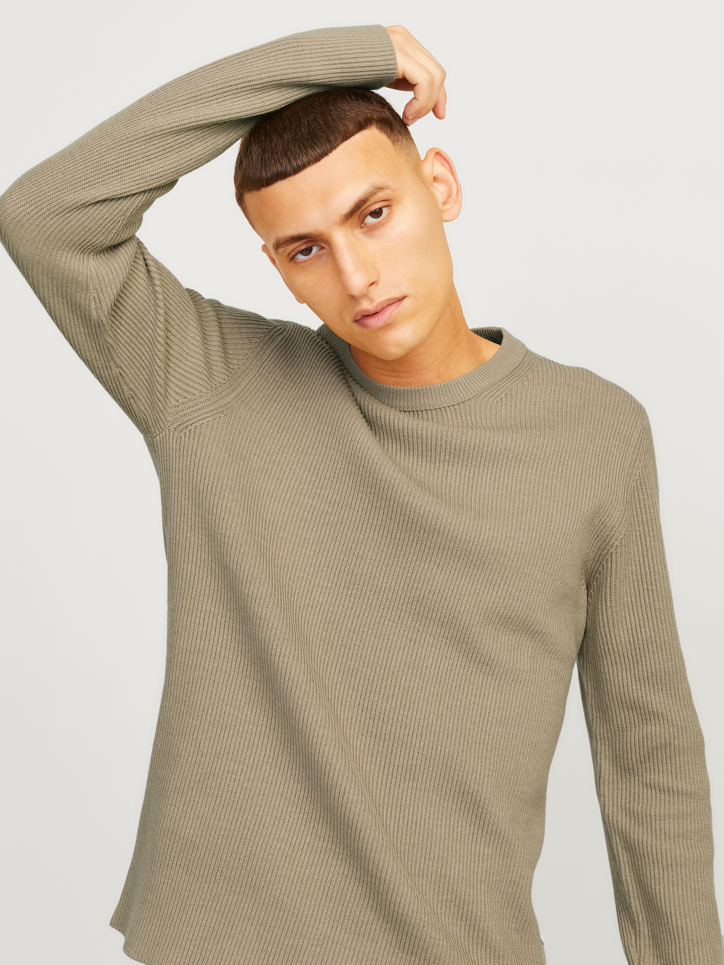 Jack & Jones Pull à col rond »JJEPERFECT – Pullover mit pflegeleichter Qualität, Structure Fit« unifarben, modisch, regular fit, Strick, Rundhals
