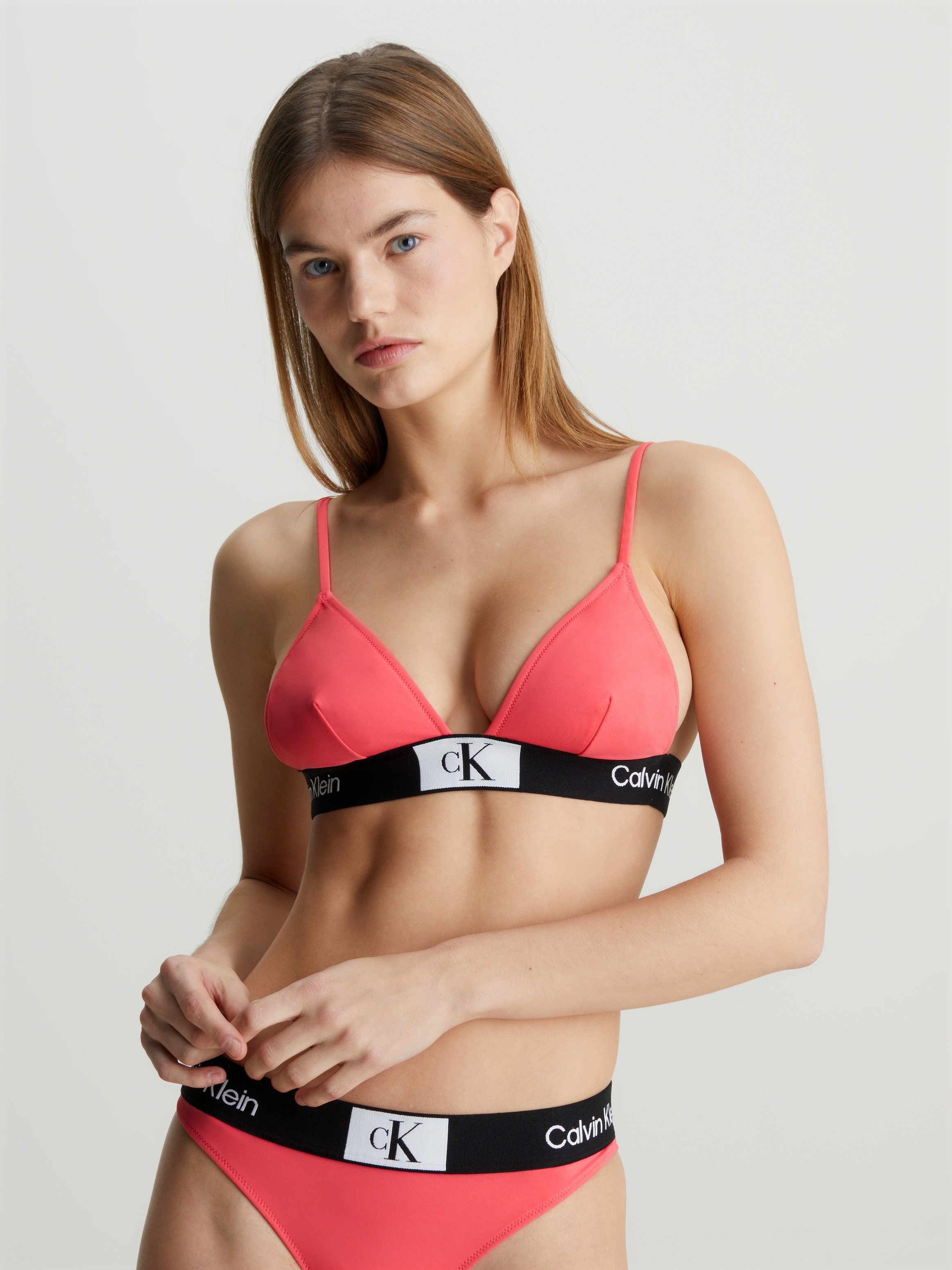Calvin Klein Swimwear Triangel-Bikini-Top »FIXED TRIANGLE-RP«, mit Logobund im Sale-Calvin Klein Swimwear 1