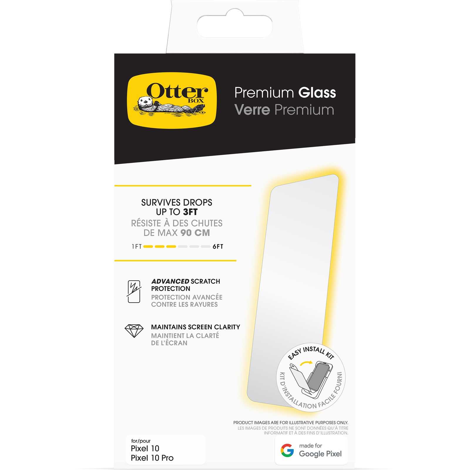 Otterbox Verre de protection d'écran »Premium Glass Screen Protector« für Google Pixel 10;Google Pixel 10 Pro Displayschutzfolie, Schutzfolie, Bildschirmschutz, kratz- & stossfest