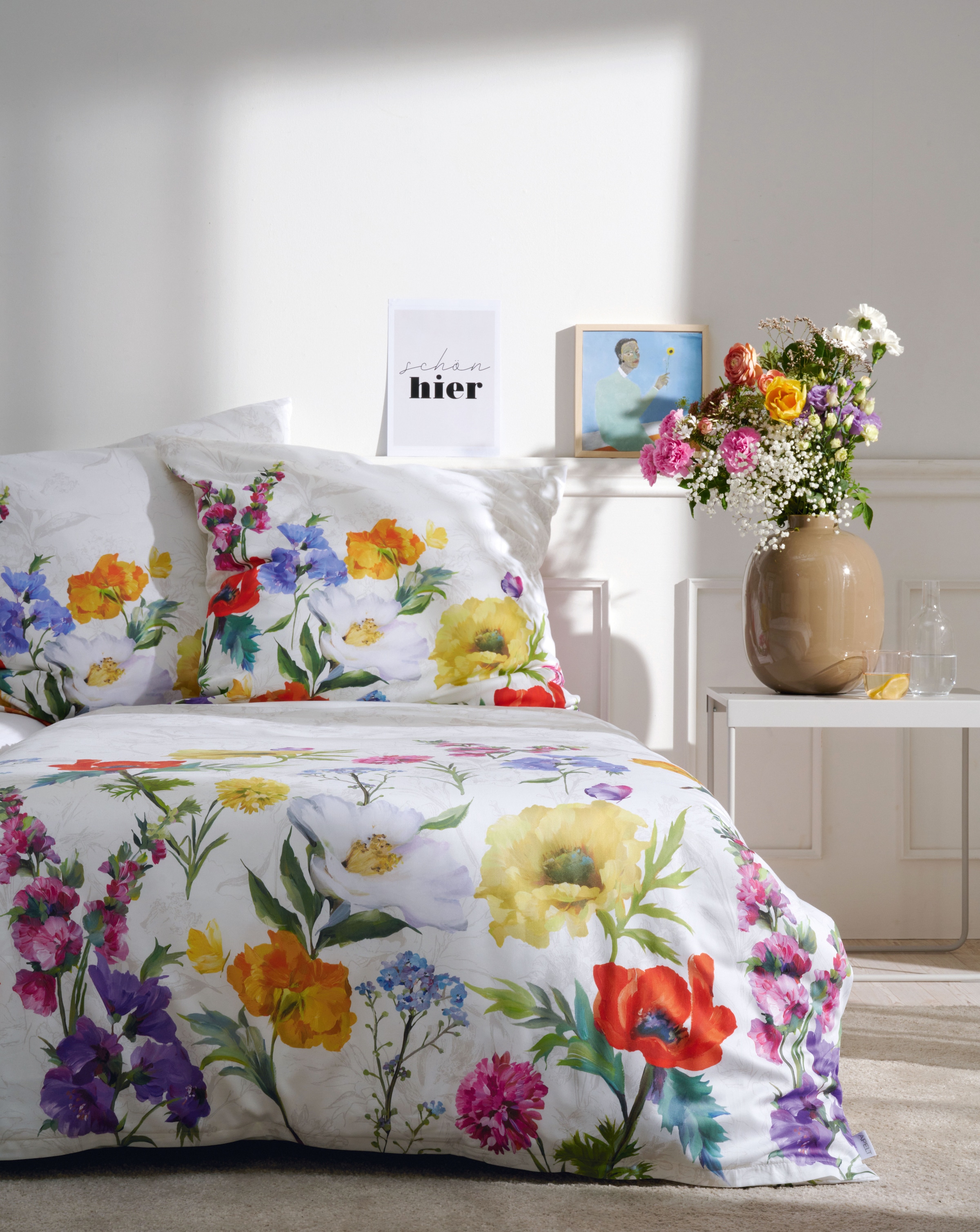 APELT Bettwäsche »Fiora« 2 tlg. Bettwäsche-Set mit Reissverschluss, Baumwoll-Satin, Digitaldruck