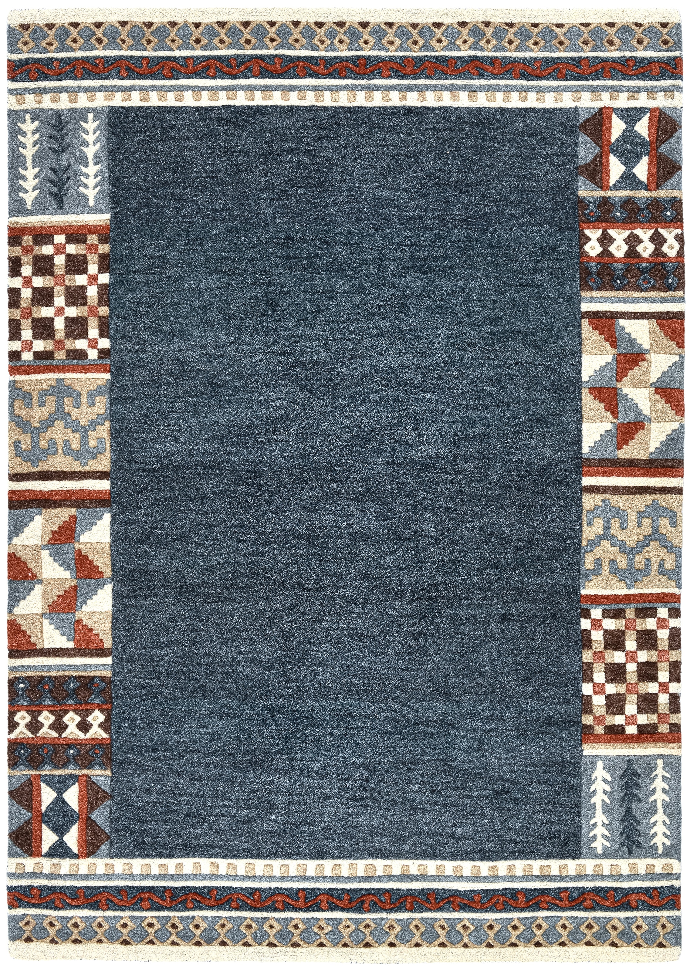 THEKO Tapis en laine »Nuno, reine Wolle,  Handgefertigt, mit Bordüre« Rectangulaire 14 mm Höhe handgetuftet, Wohnzimmer, Schlafzimmer, Esszimmer, auch als Läufer