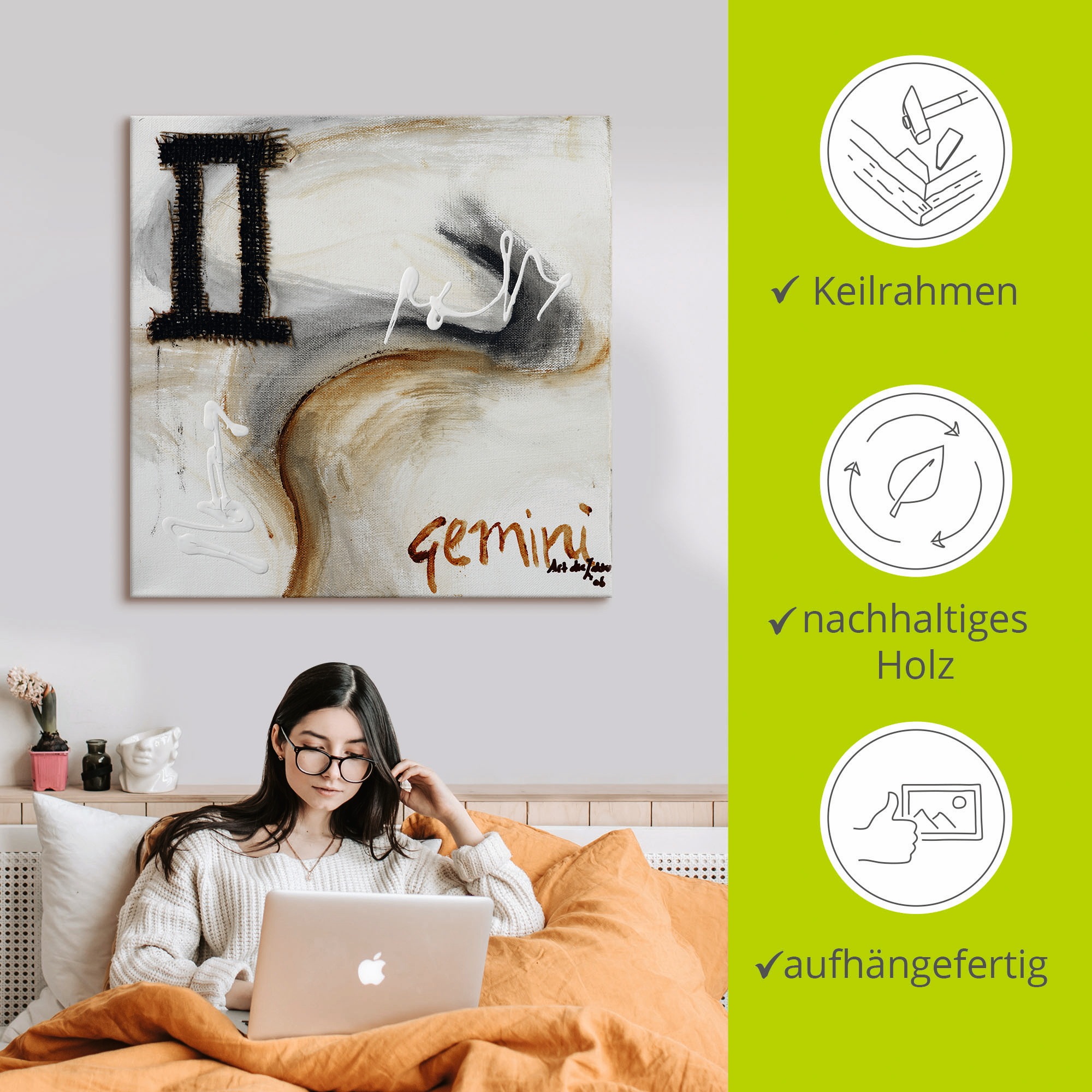 Artland Wandbild »Zwillinge«, Sternzeichen, (1 St.), als Leinwandbild, Poster in verschied. Grössen