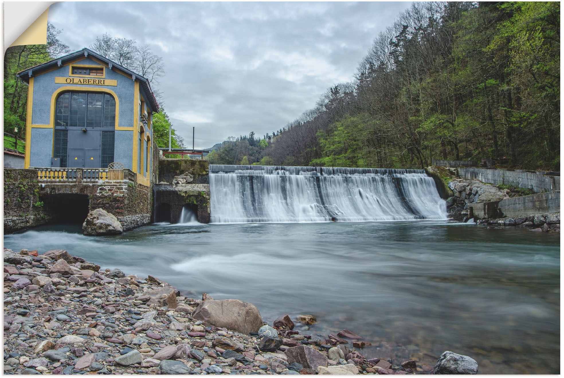 Image of Artland Wandbild »Schleusenhaus in Guipuzcoa«, Wasserfallbilder, (1 St.), in vielen Grössen & Produktarten - Alubild / Outdoorbild für den Aussenbereich, Leinwandbild, Poster, Wandaufkleber / Wandtattoo auch für Badezimmer geeignet bei Ackermann Versand S