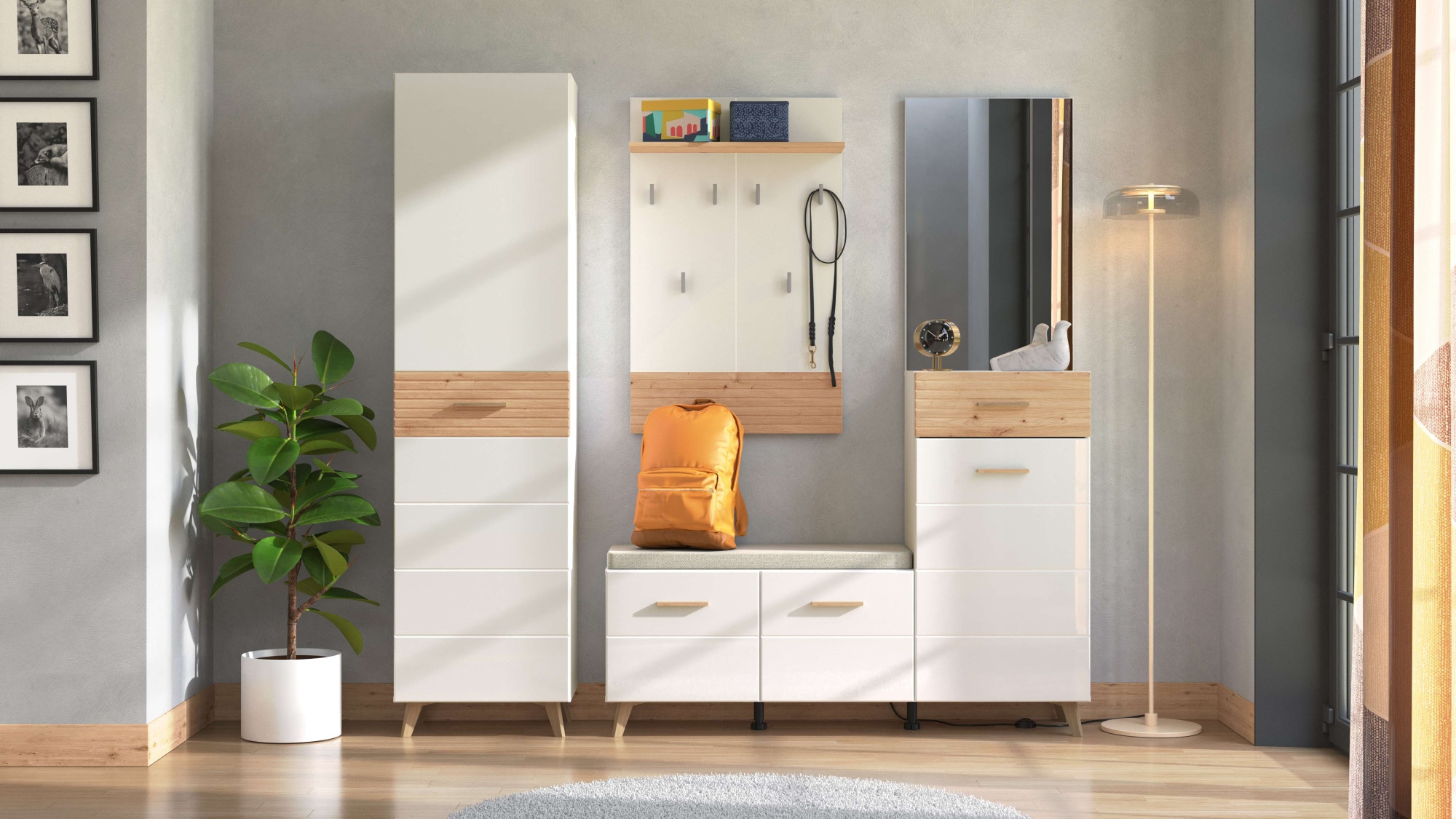 Home affaire Garderobenschrank »Sein, Kleiderschrank, Stauraumschrank, Flurschrank, Höhe 193 cm«, Hochglanzfronten, ausziehbare Kleiderstange, Breite 51,5 cm