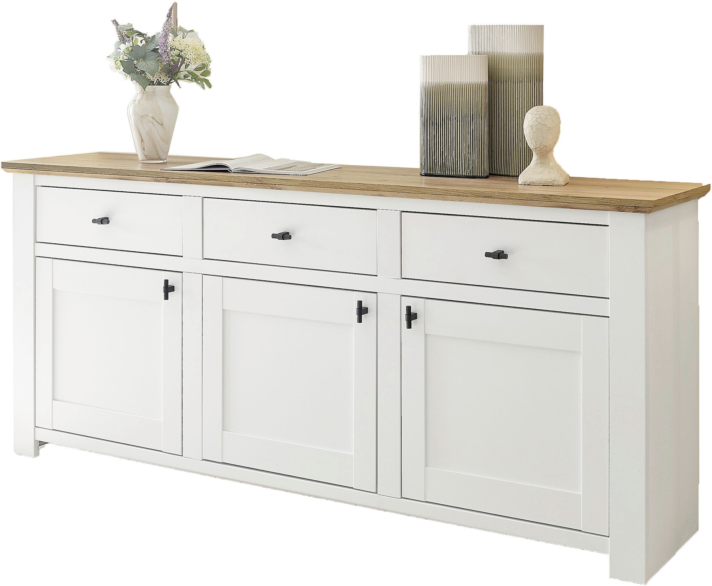 Home affaire Sideboard »Bristol« schwarze Metallgriffe, elegante Kranzoptik, ausreichend Stauraum