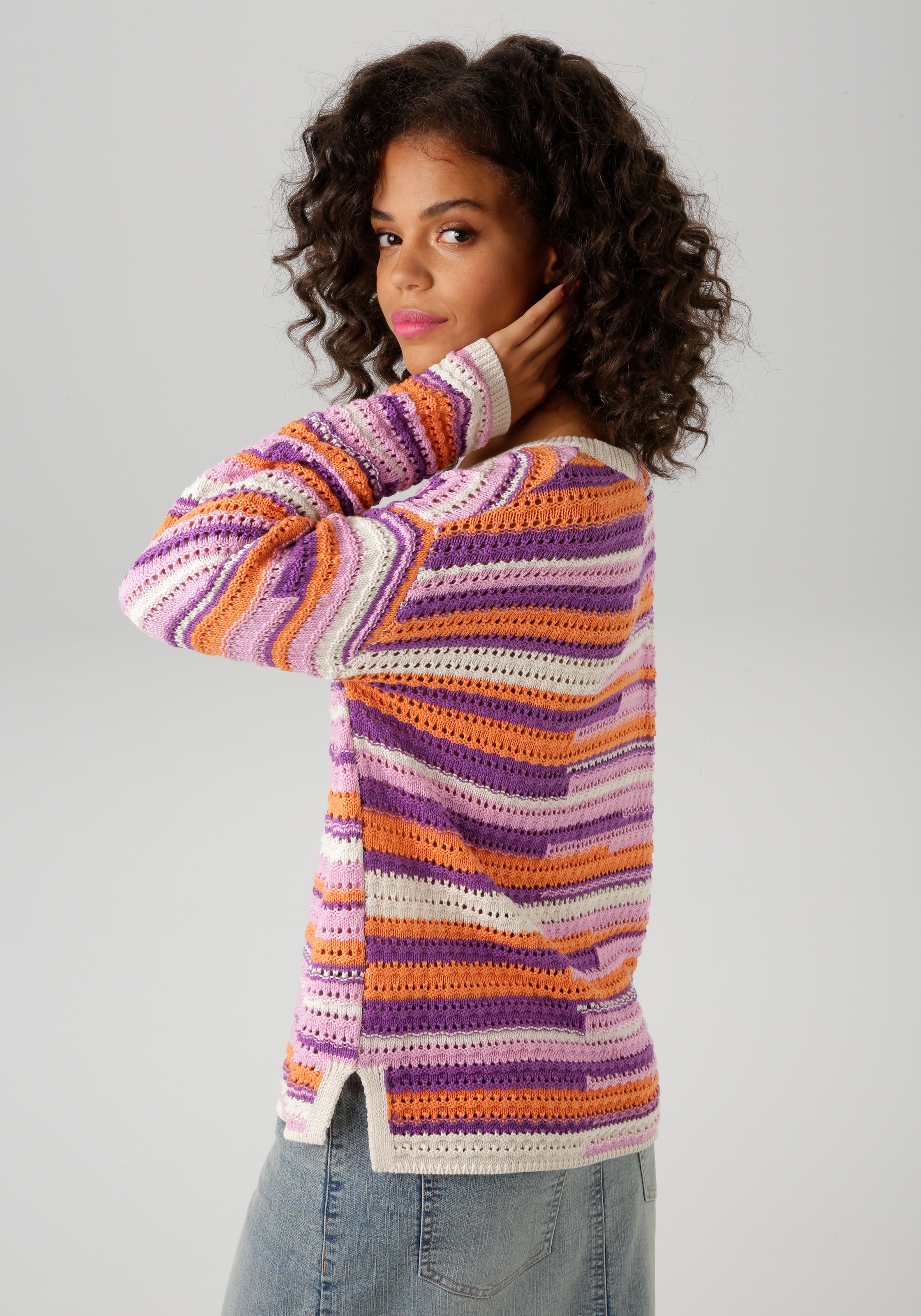 Aniston CASUAL Strickpullover, im extravagantem Streifen-Dessin