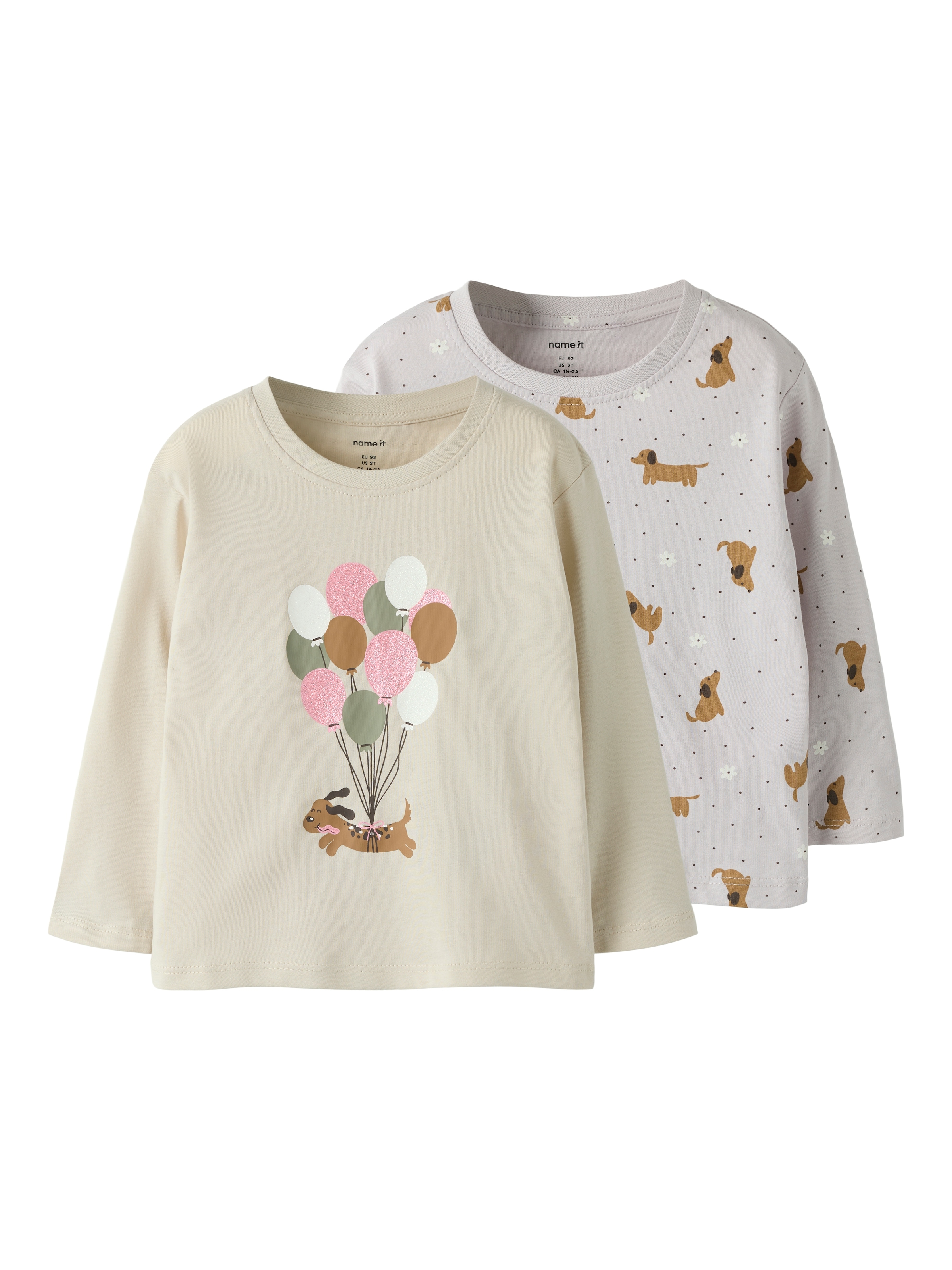 Image of Name It Langarmshirt "NMFVELDA 2P LS NREG TOP" Packung, 2 tlg. Baumwolle, regular fit