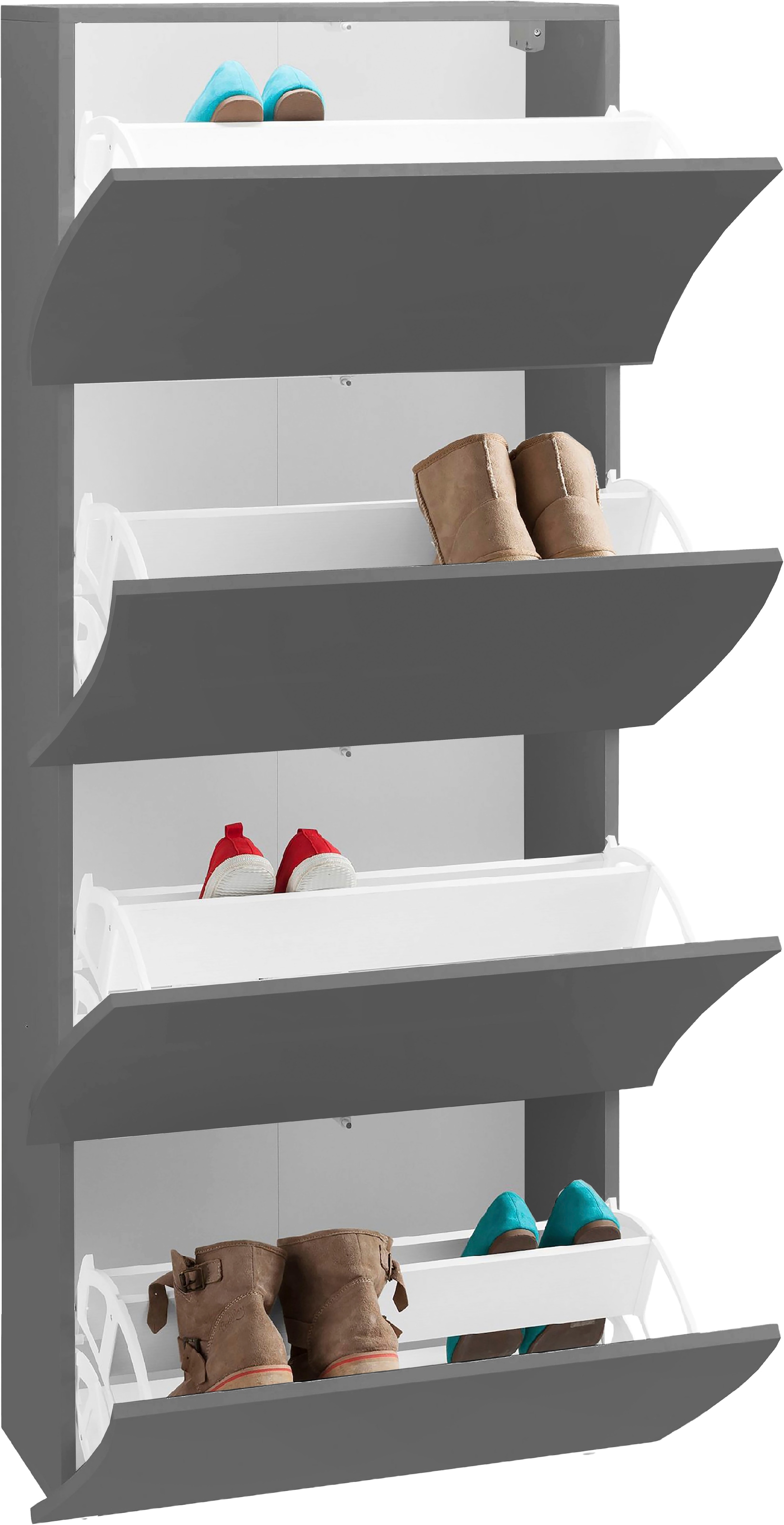Home affaire Schuhschrank »Schuhschrank mit Klappen / Schuhkommode, Höhe 161 cm« onda 71 cm breit, Anthrazit,mit 4 klapptüren, made in italy