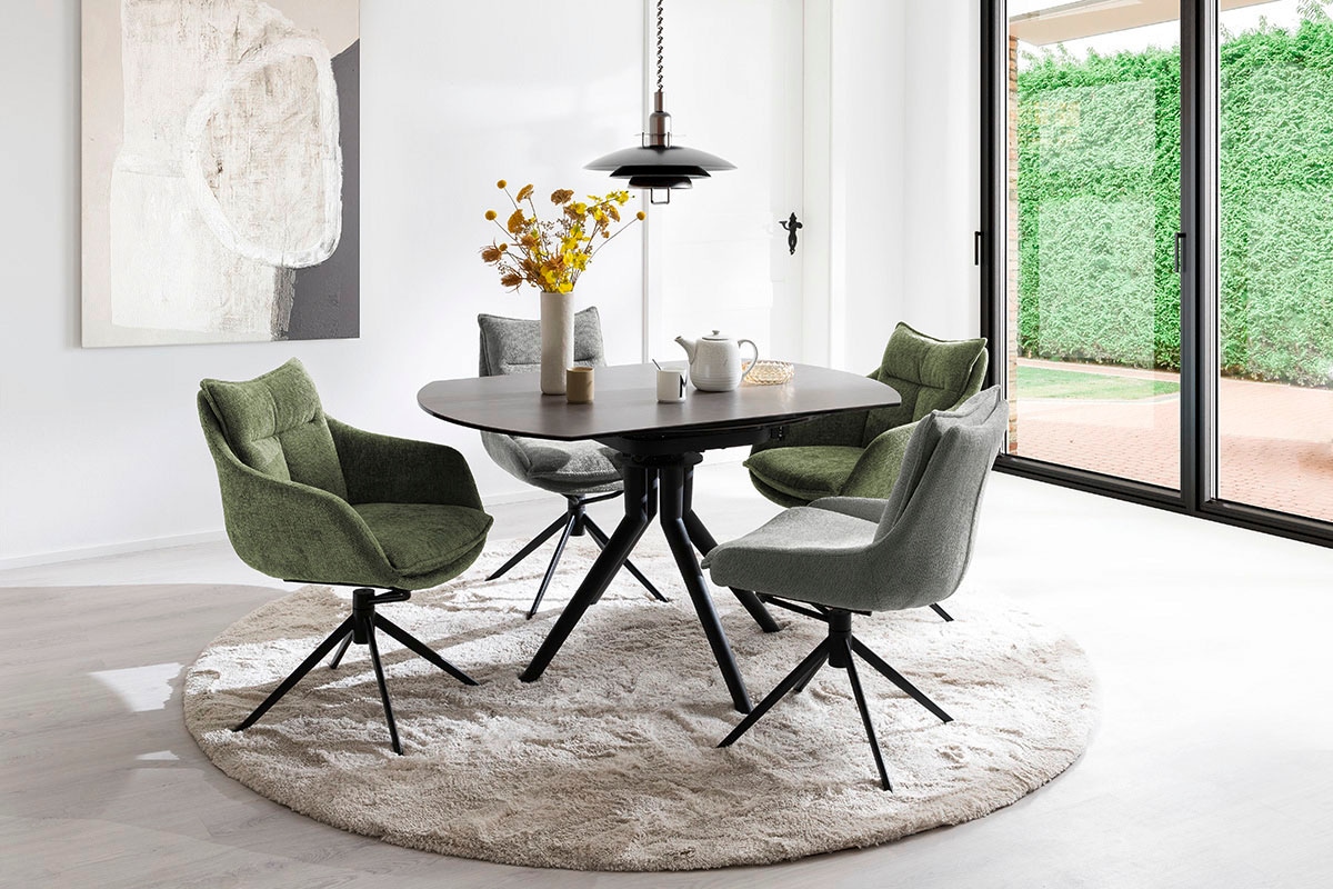 MCA furniture Esstisch »RUBIKON Vierfusstisch 90-135 cm«, (Einzelstück), Keramik, Metall, Längsseitenauszug, ausziehbar, 13 mm