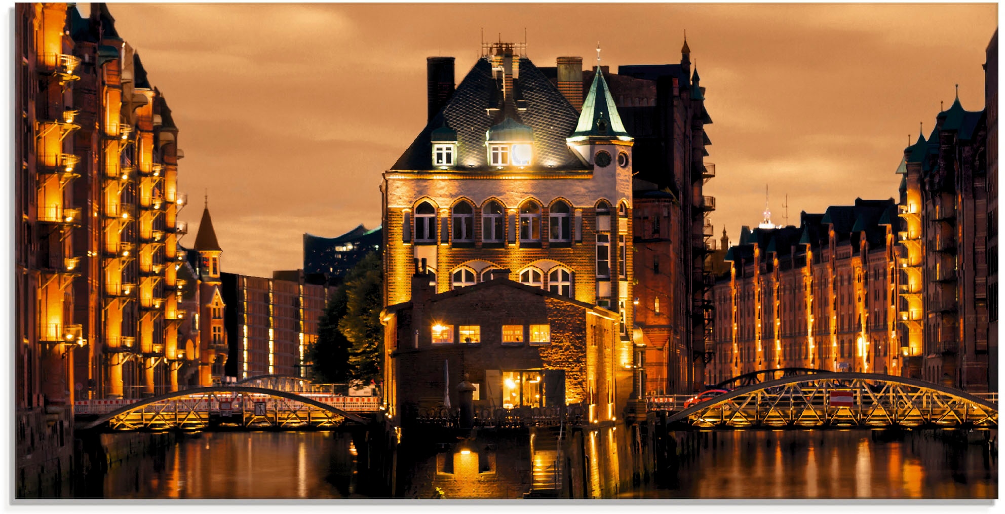Image of Artland Glasbild "Speicherstadt in Hamburg" Deutschland 1 Stk. tlg. in verschiedenen Grössen