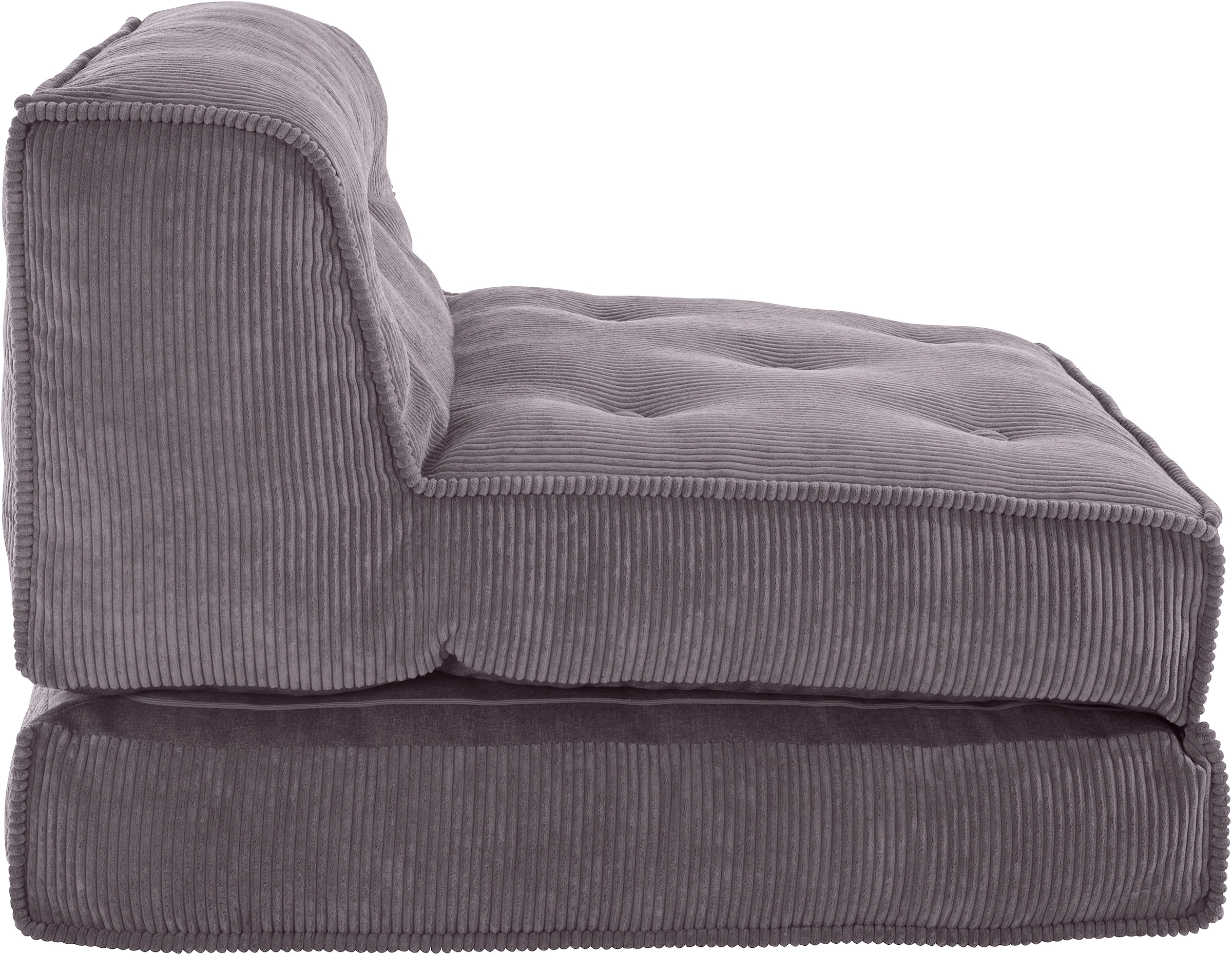 INOSIGN Sessel »Pia«, Loungesessel aus Cord, in 2 Grössen, mit Schlaffunktion, Pouf-Funktion.