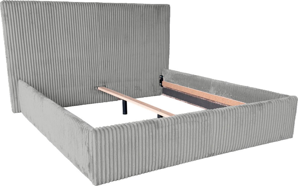 GOODproduct Lit rembourré »AVVRA wahlweise mit Lattenrost und King-Matratze H3 (28cm)« avec housse en velours côtelé doux, surface de couchage 180x200cm