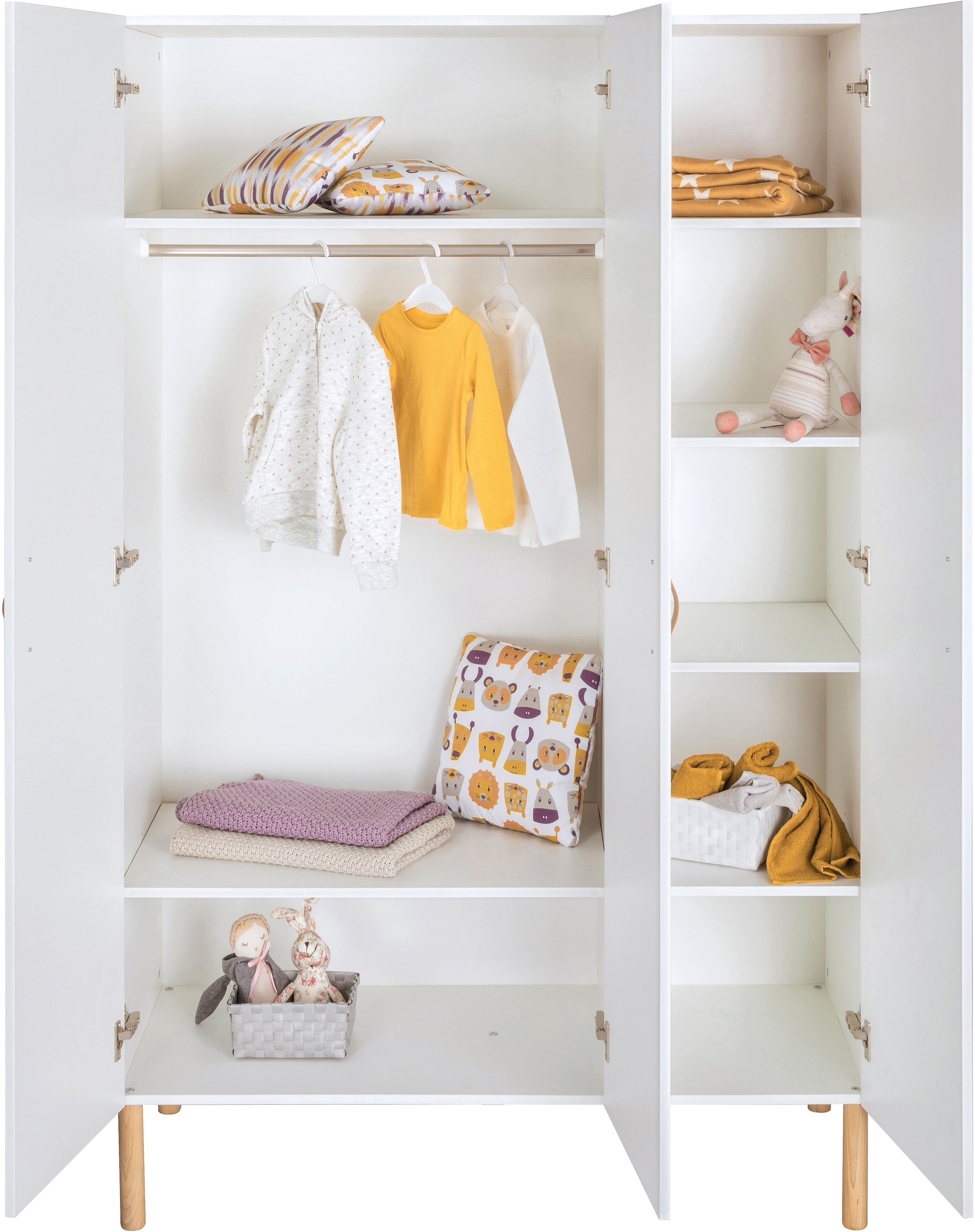 Schardt Babyzimmer-Komplettset »Camiel White«, (3 St., Kinderbett, Kleiderschrank, Wickelkommode), mit Kinderbett mit Umbauseiten, 3-trg. Schrank und Wickelkommode