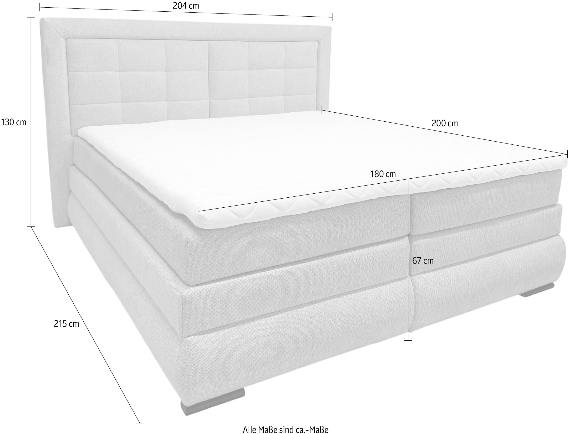 GOODproduct Boxspringbett »MIVVA inkl. Bettkasten & Topper, Komfortliegehöhe: 67cm, Breite: 180cm« in H3, H4 oder Hmix H3/H4, wahlweise mit oder ohne LED-Leuchten